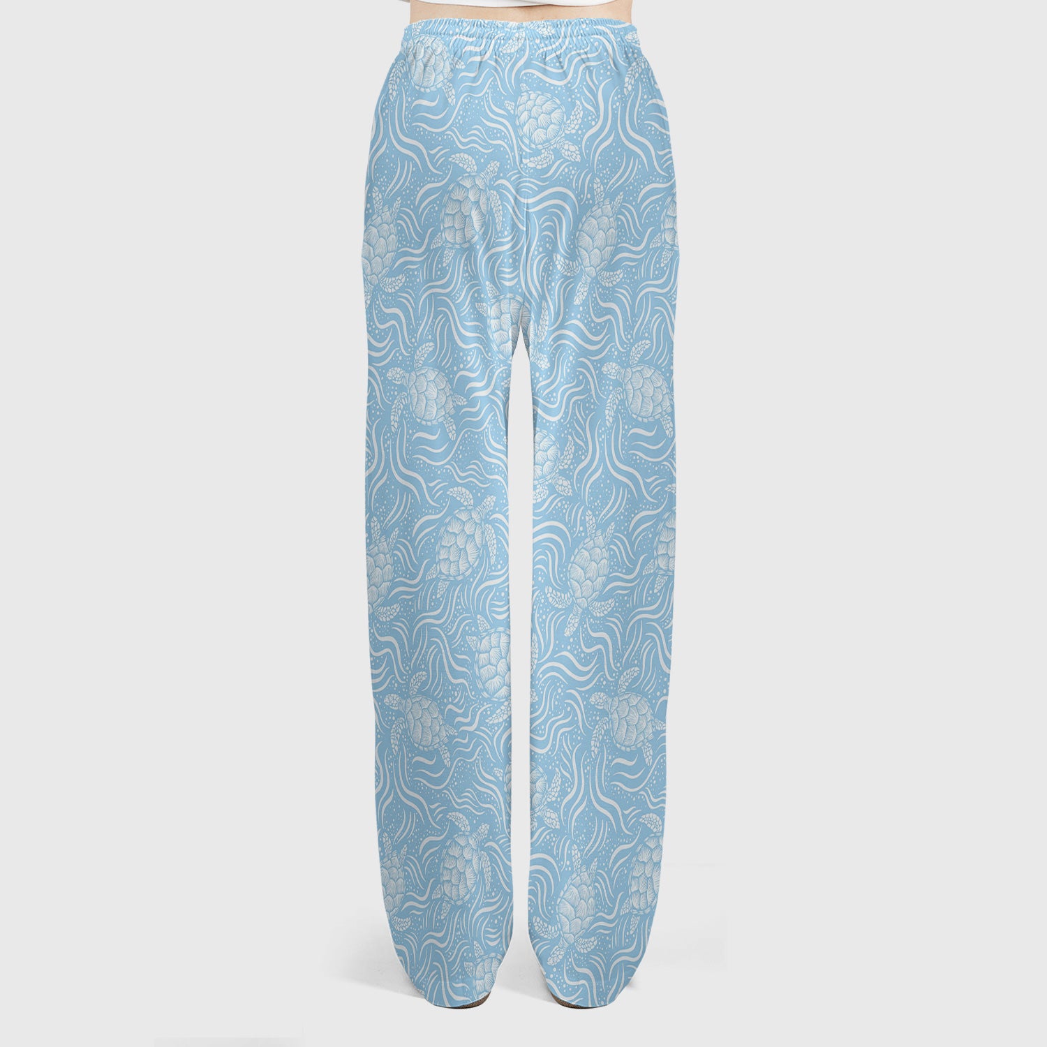 Cute Ocean Sea Turtle Waves Pattern Scrub Set, Scrub Pants and V Neck Top
