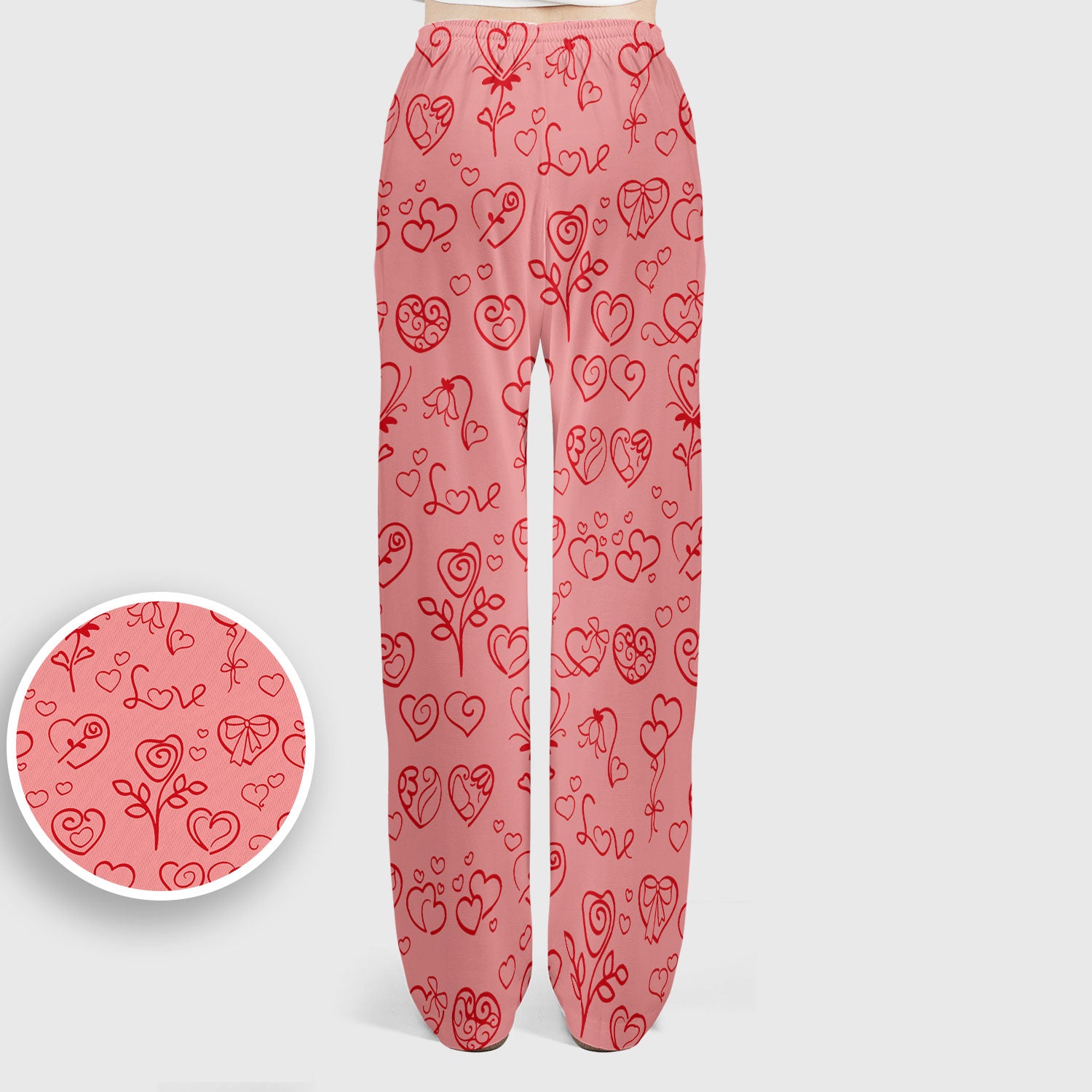 Cute Valentine Heart Scrub Set, Artistic Heart Pink Love Line Art Pattern Nurse Shirt, Comfortable Scrubs For Nursing