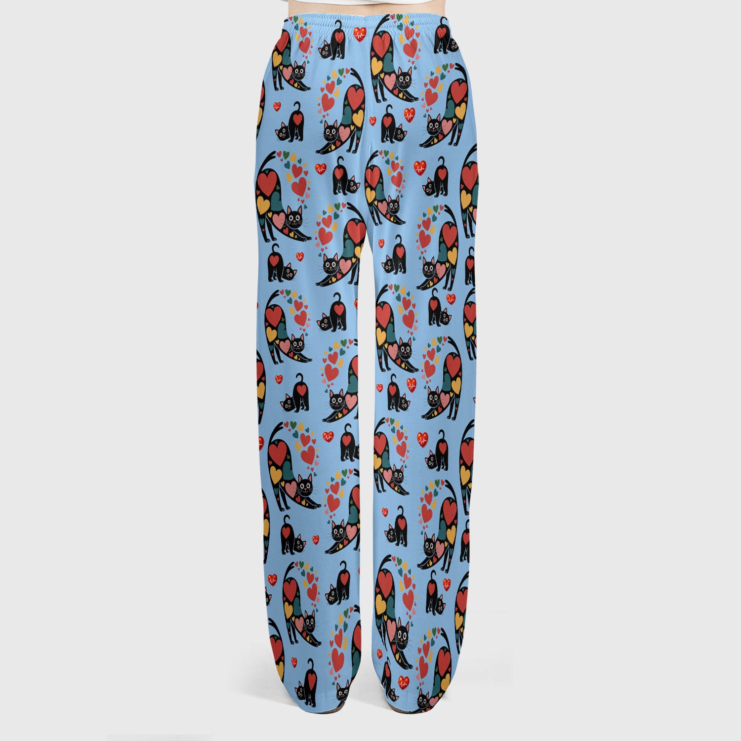 Playful Cat Valentine Heart Print Medical Scrub Set, Breathable Med Uniform