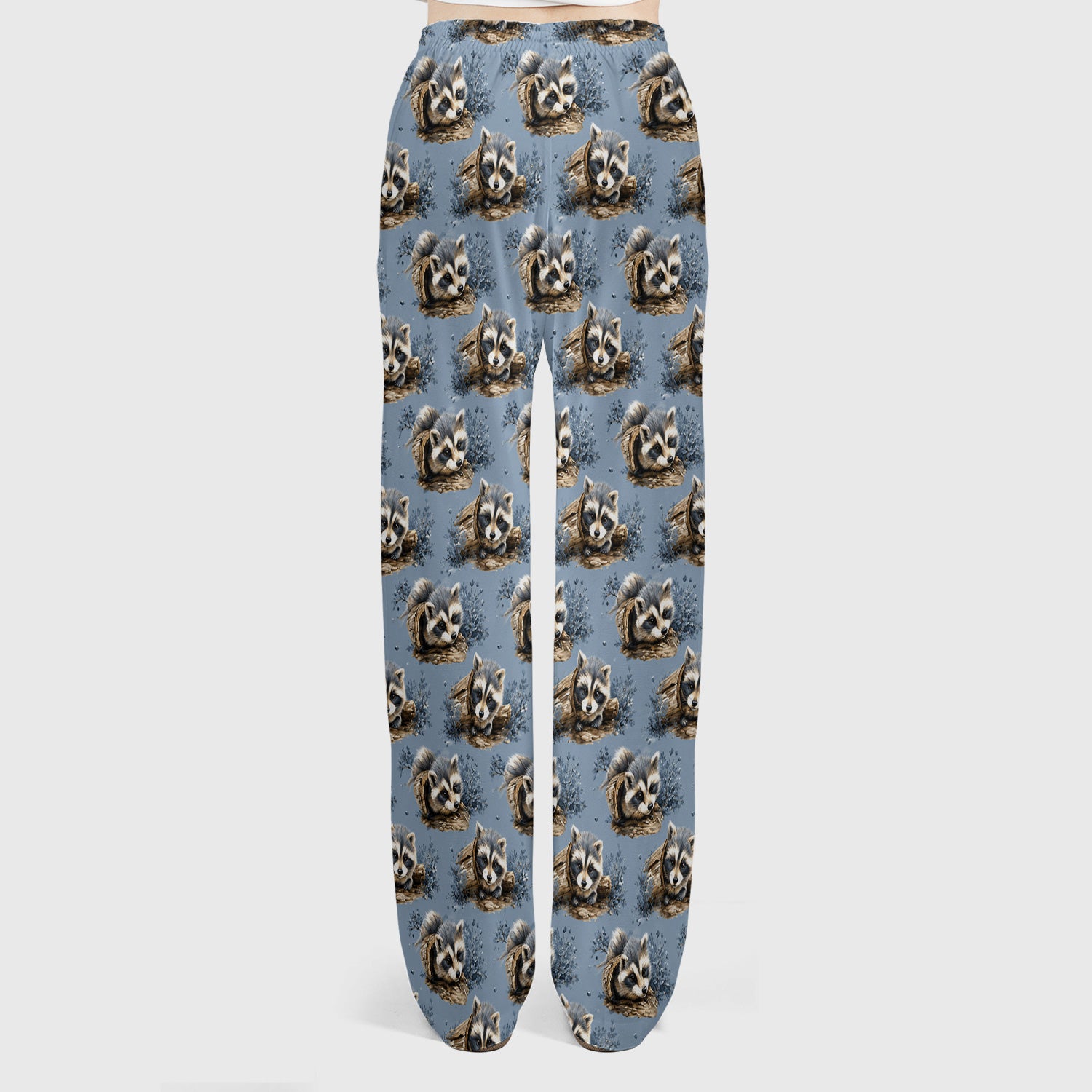 Cute Raccoon In Log Pattern Scrub Set, Scrub Pants and V Neck Top