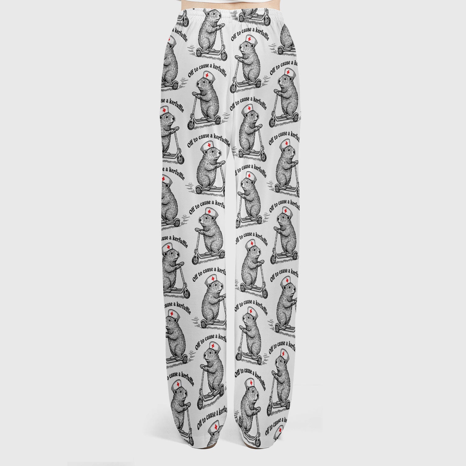 Funny Nurse Mouse Scooter Print Women's Scrub Set, Scrub Pants and V Neck Top