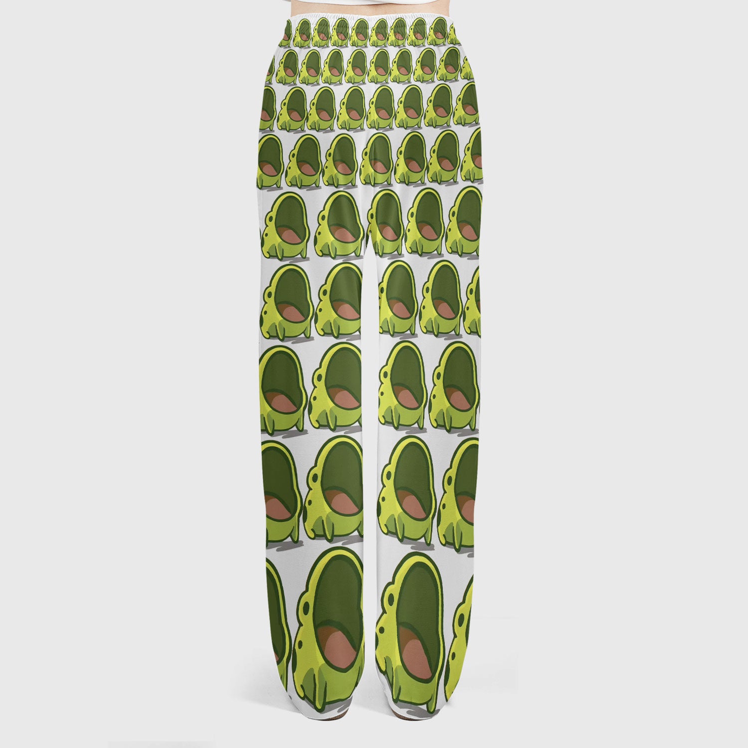 Cute Green Frog Cartoon Print Scrub Set, Scrub Pants and V Neck Top