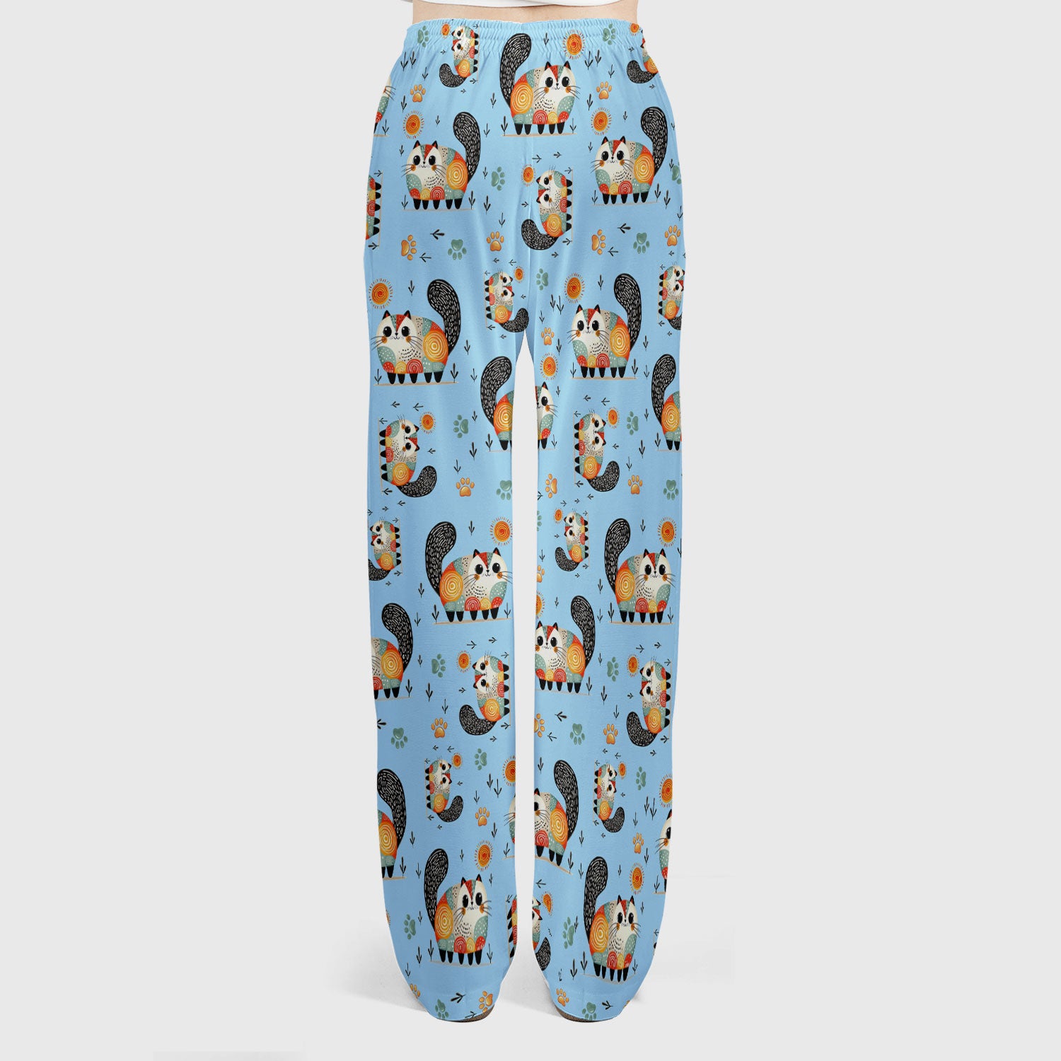 Playful Cat Illustration Women's Scrub Set, Breathable Med Uniform
