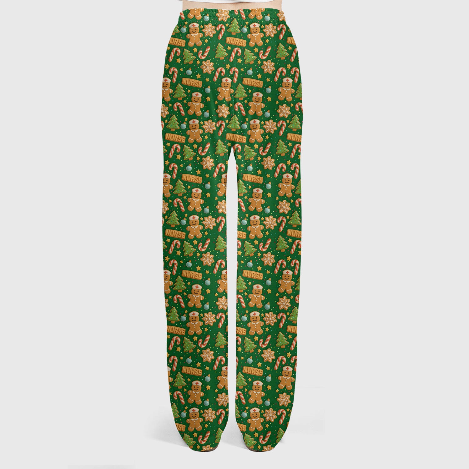 Cute Gingerbread Christmas Scrubs for Women - Holiday Cookie Pattern Scrub Top & Pants - Festive Christmas Scrubs with Charming Design