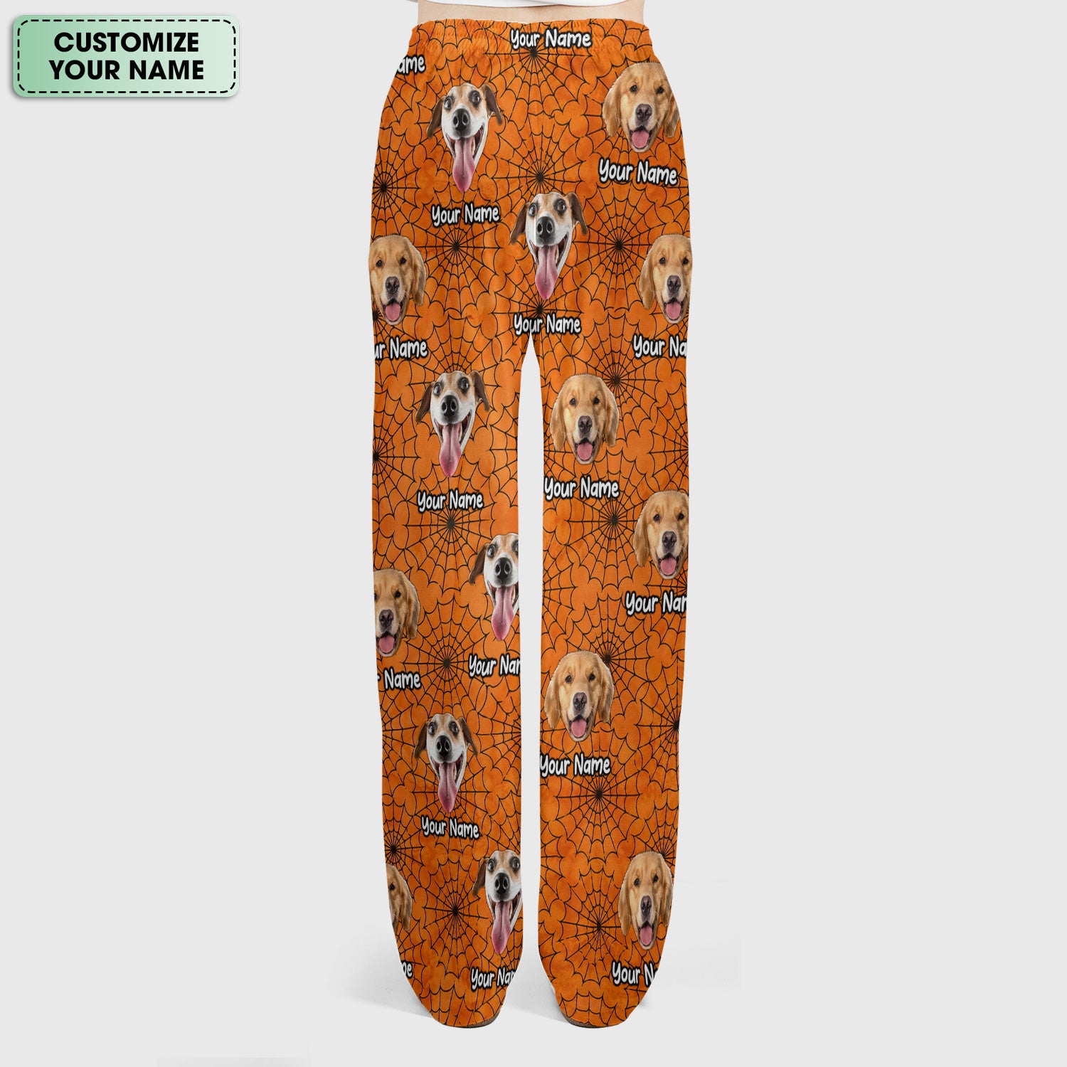Personalized Halloween Dog Photo Spiderweb Scrub Set, Scrub Pants and V Neck Top