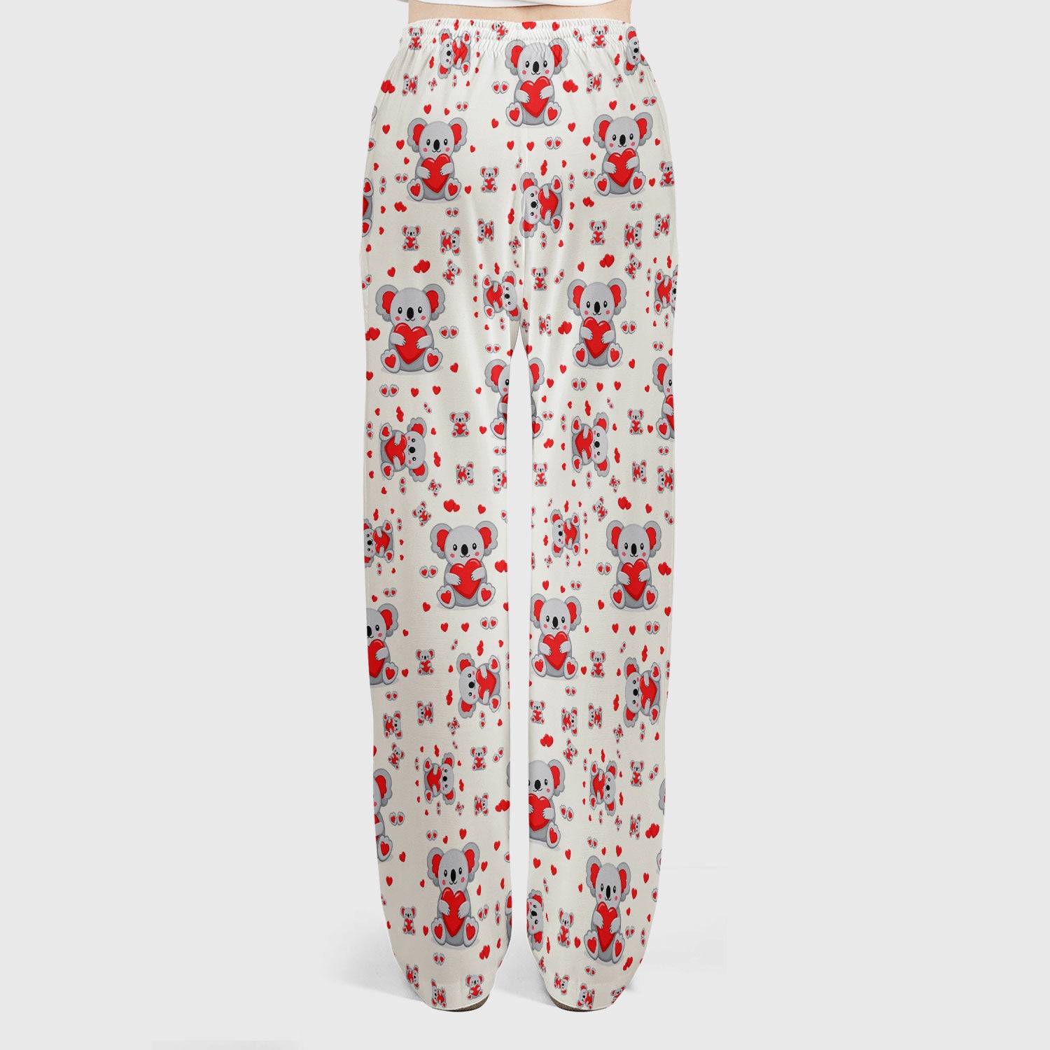 Valentine Cute Koala Heart Pattern Medical Outfit, Women's Scrub Sets