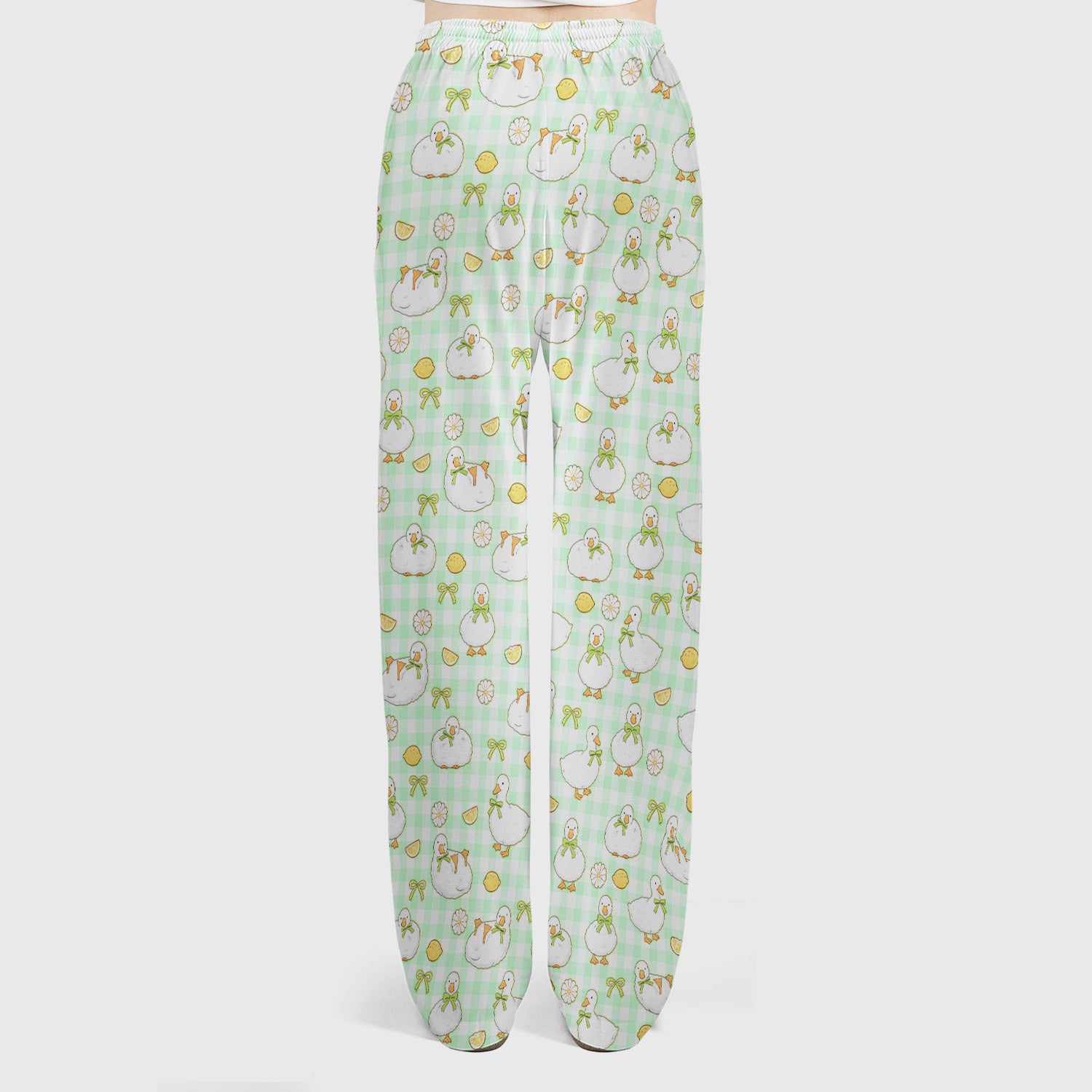 Adorable Ducks Lemon Daisy Pattern Scrubs Sets, Scrub Pants and V Neck Top