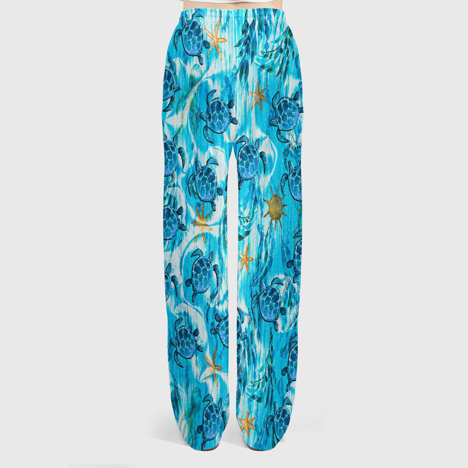 Coastal Marine Life Print Scrub Set, Scrub Pants and V Neck Top
