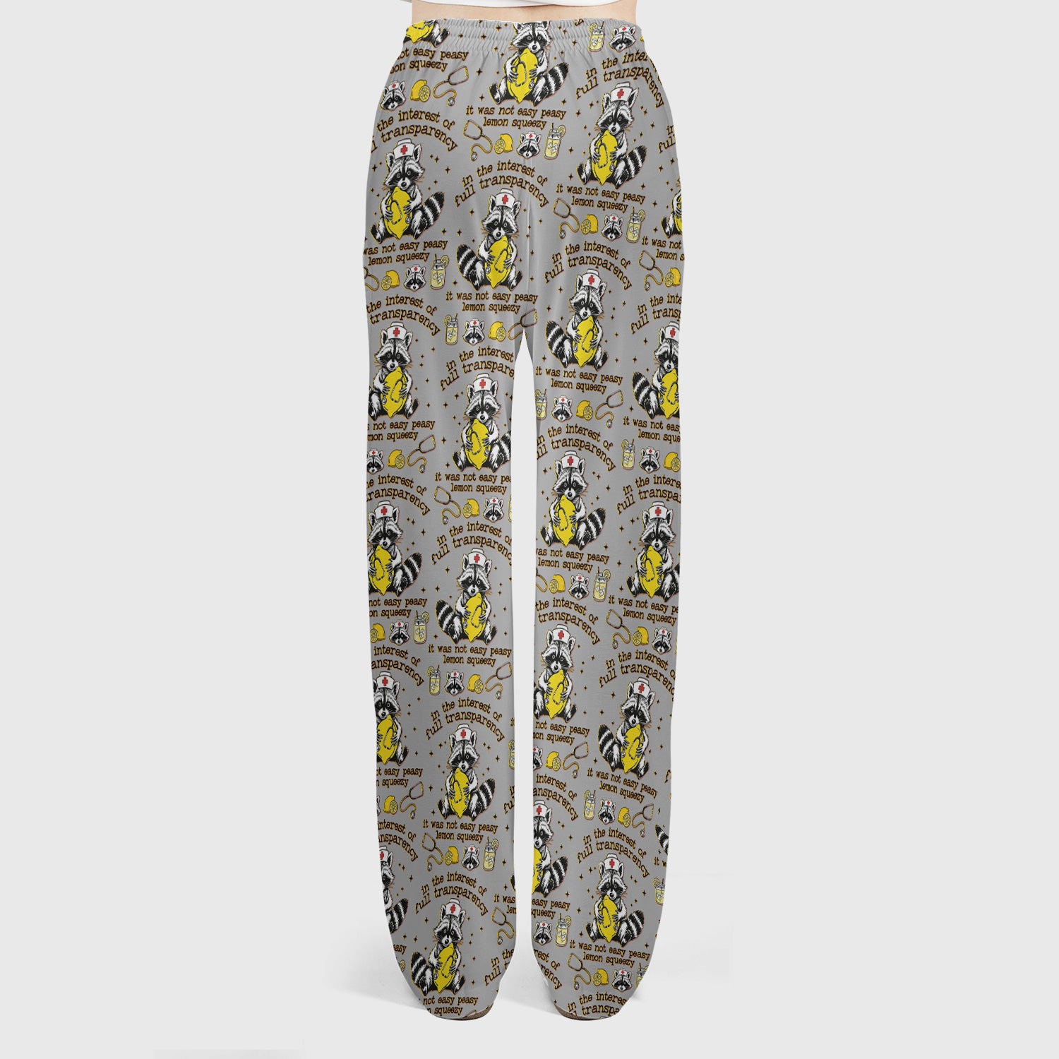 Raccoon Lemon Quote Medical Humor Pattern Scrub Set, Breathable Med Uniform