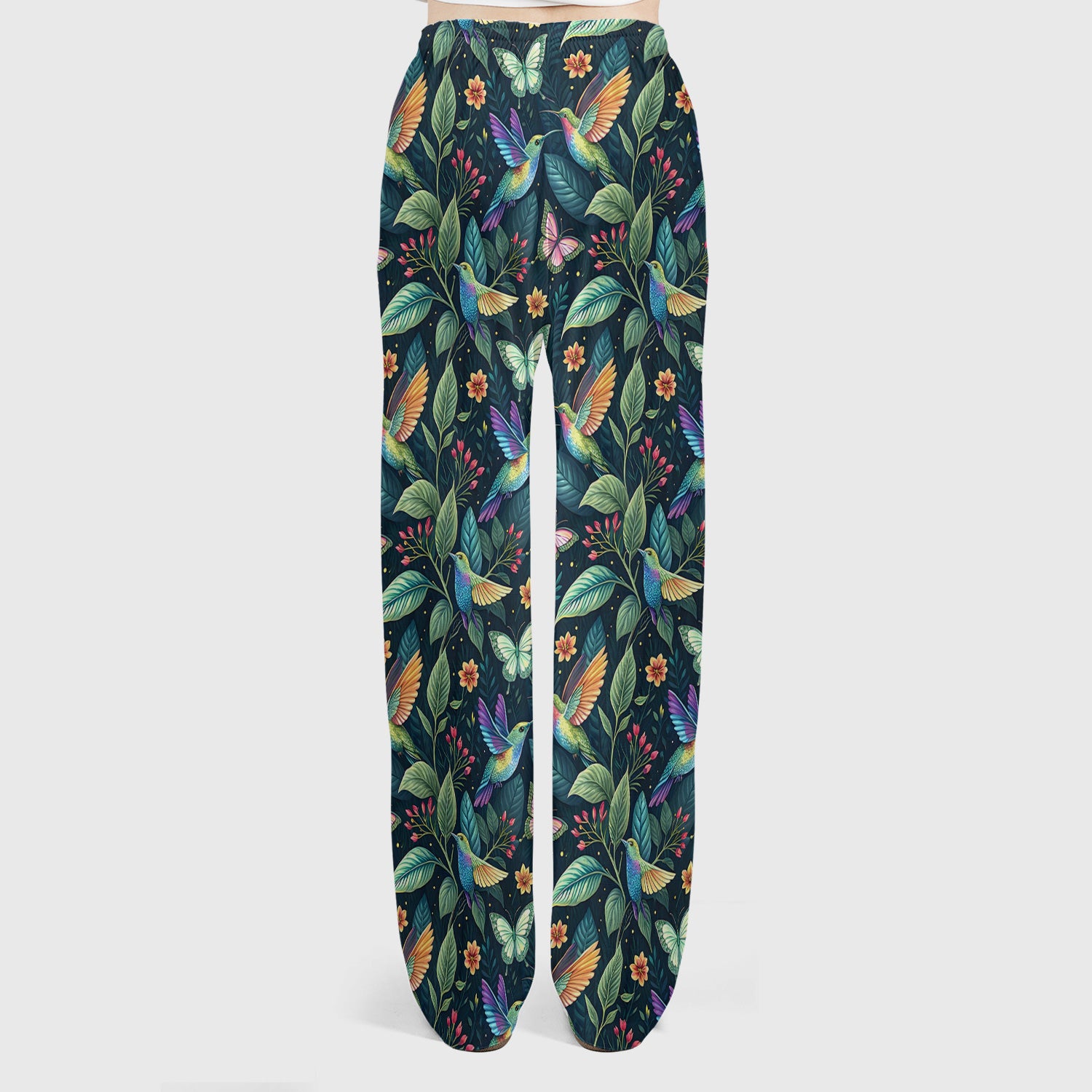 Vibrant Hummingbird Garden Nurse for RN, CNA, Botanical Medical Scrub Set, Scrub Pants and V Neck Top