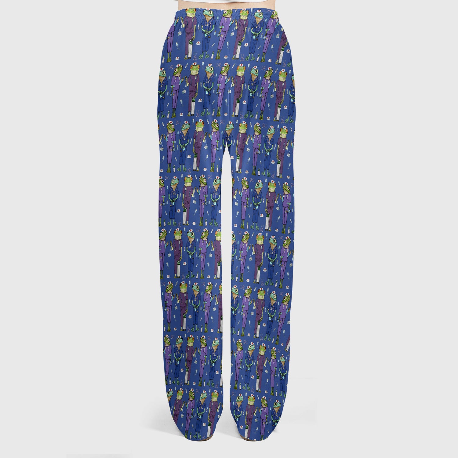 Frog Nurse Pattern V Neck Medical Scrub Set for Healthcare Workers