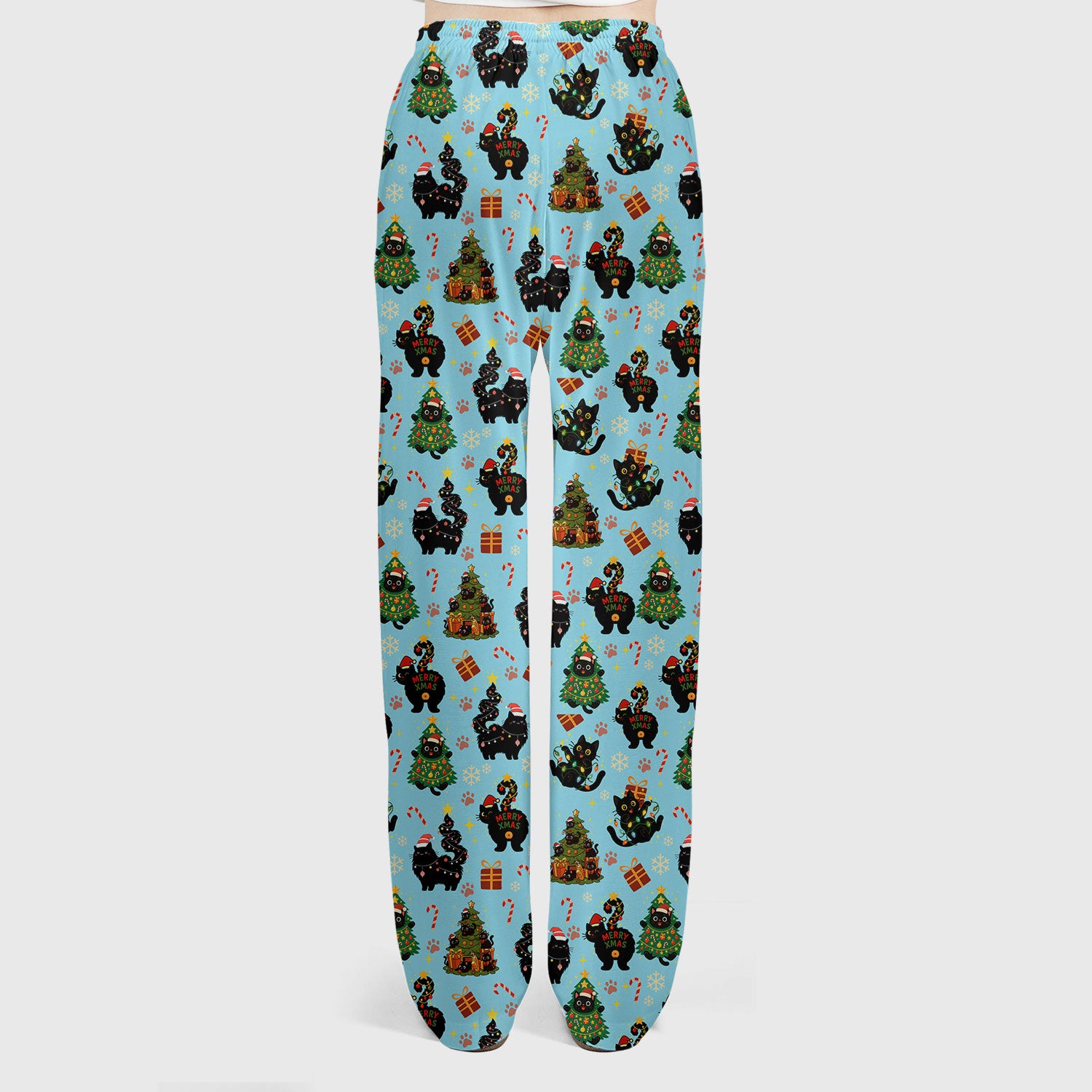 Christmas Cat Scrub Set for Women - Black Cat and Tree Pattern Holiday Nurse Scrubs - Cute Gift for RN LPN CNA