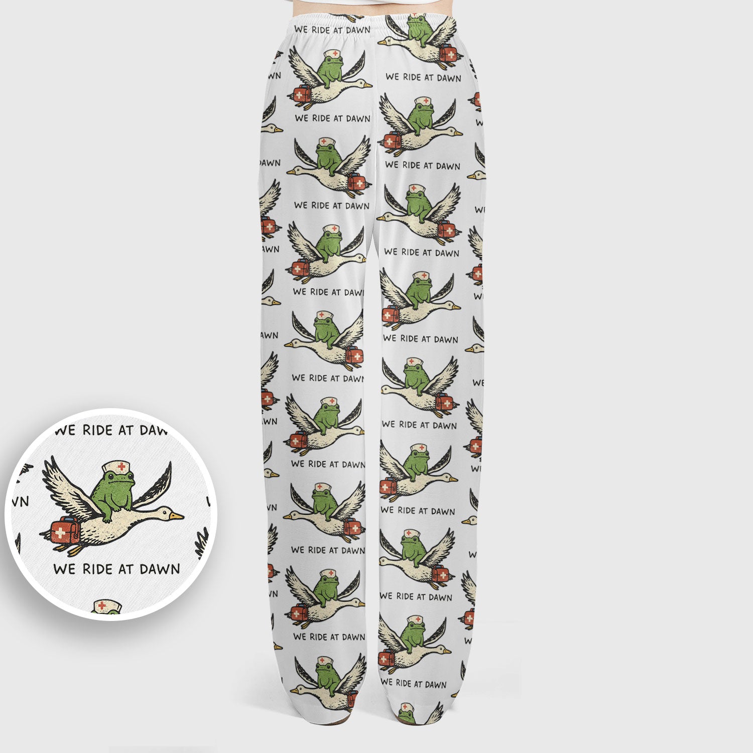 Funny Frog Riding Goose Nurse Pattern Scrub Set, Nurse Uniform Scrubs Set