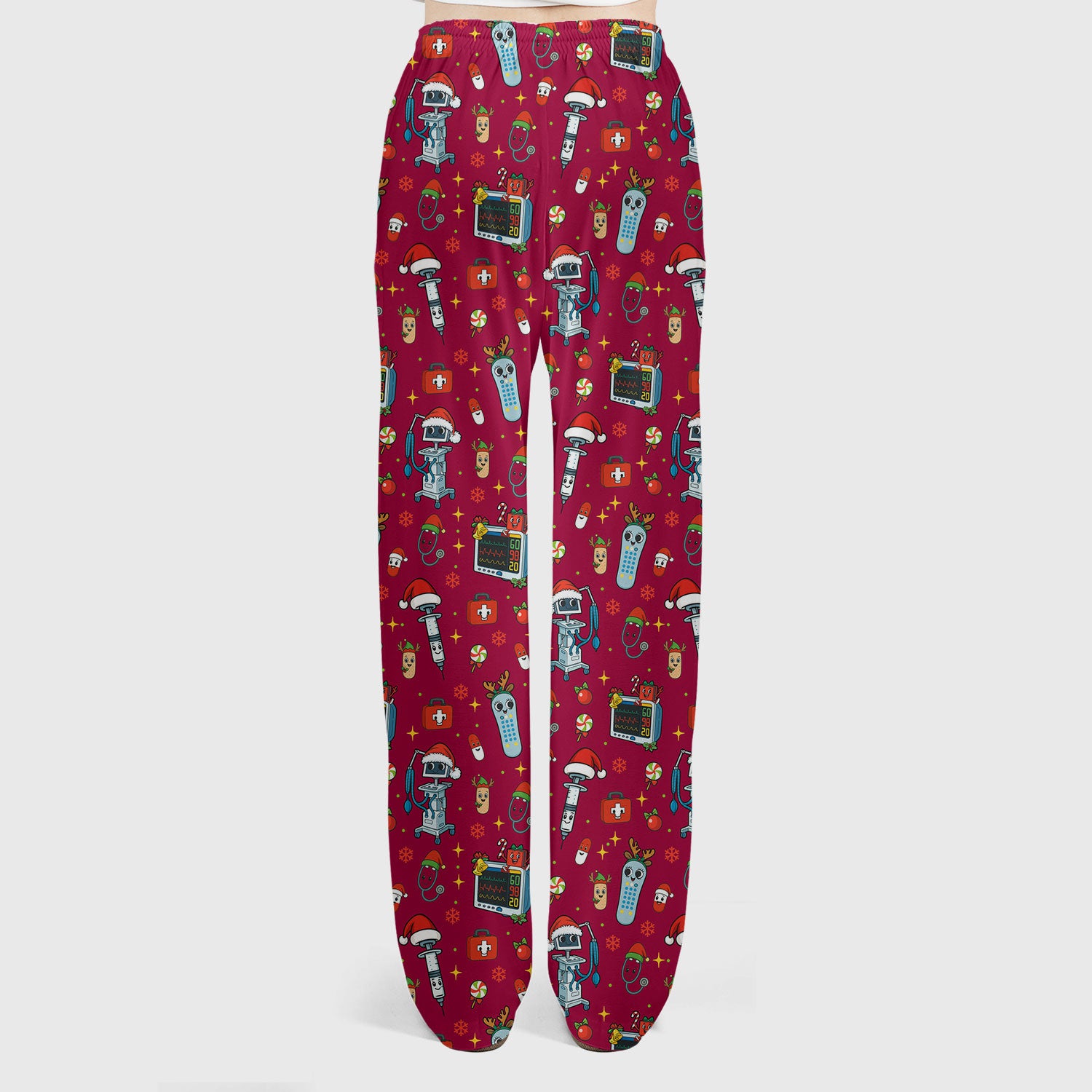 Christmas Nurse Scrub Set - Funny Robot and Reindeer Pattern Medical Scrubs - Cute Holiday Matching Set for Women Nurses