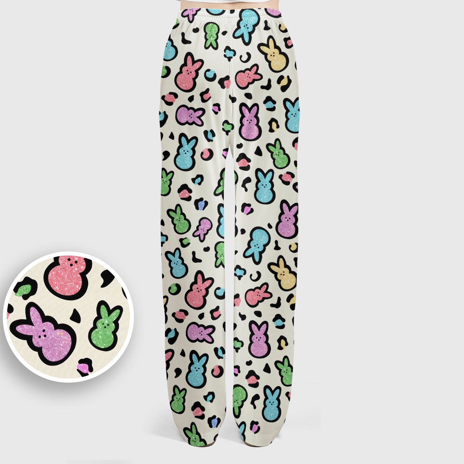 Cute Easter Bunny Pastel Pattern Scrub Set, Scrub Pants and V Neck Top