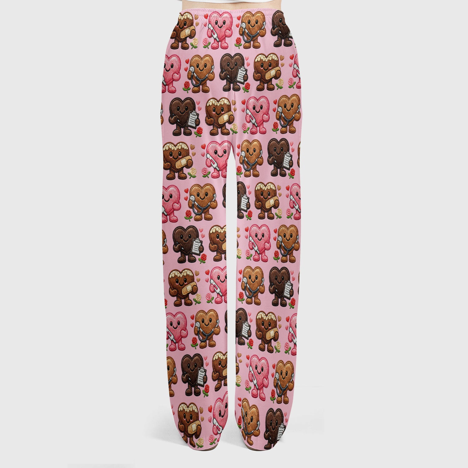 Valentine Heart Nurse Scrub Set, Cute Medical Love Pattern Shirt, Breathable Fabrics Nursing Uniform