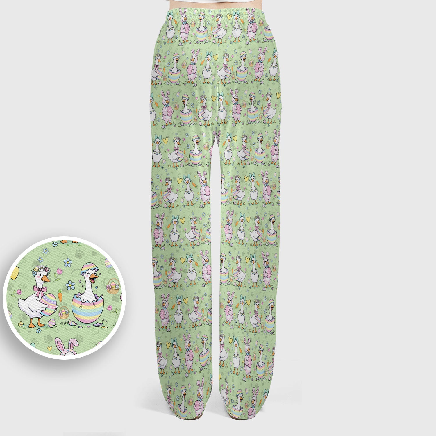 Spring Easter Goose and Bunny Print Scrub Set, Breathable Med Uniform