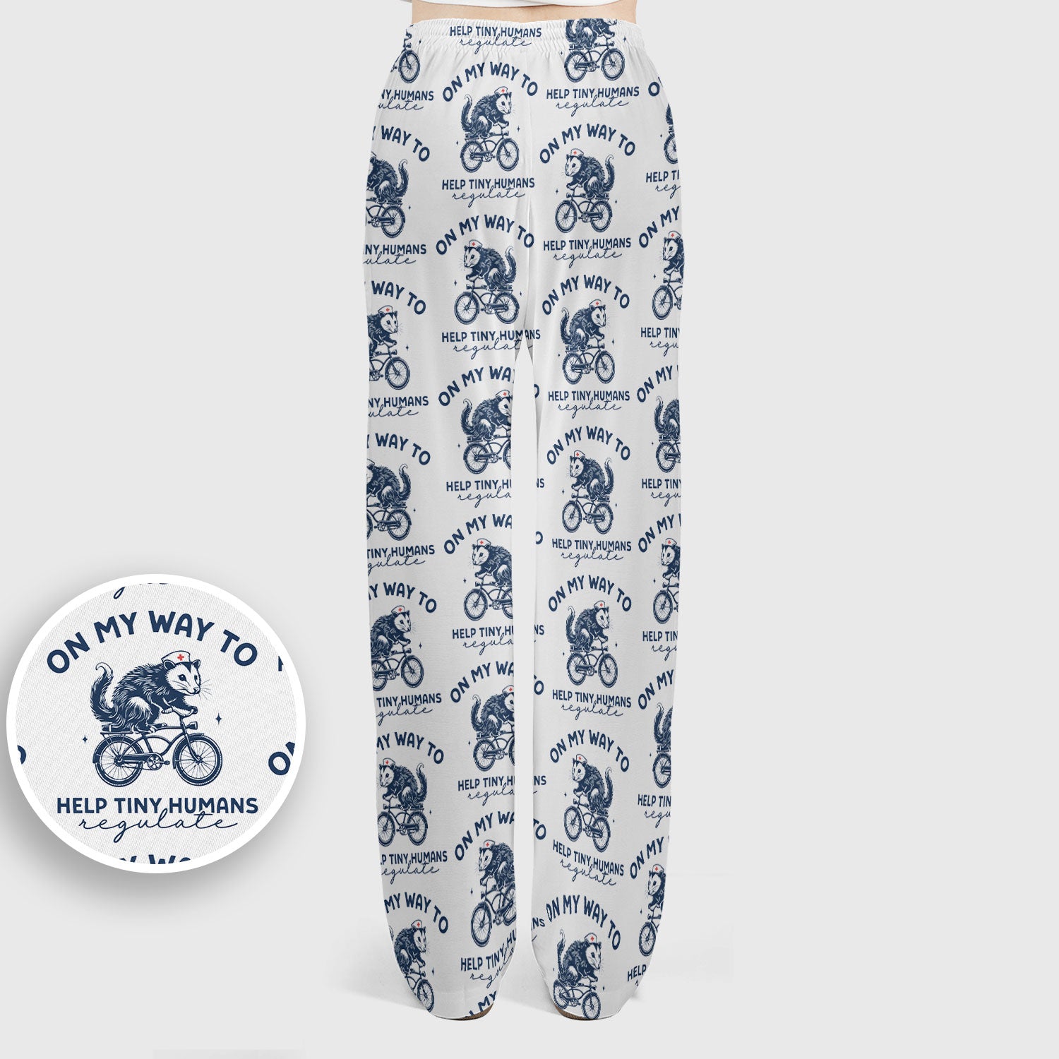 Featuring Biking Opossum With Funny Quote Print Set, Women's Scrub Sets