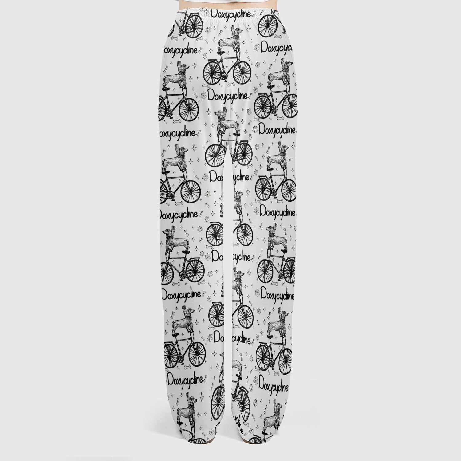 Funny Doxycycline Dog Bicycle Print Scrub Set, Scrub Pants and V Neck Top