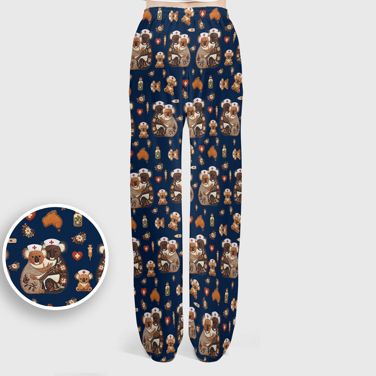 Cute Cartoon Koala Valentine Nurse Design Scrub Set, Breathable Med Uniform