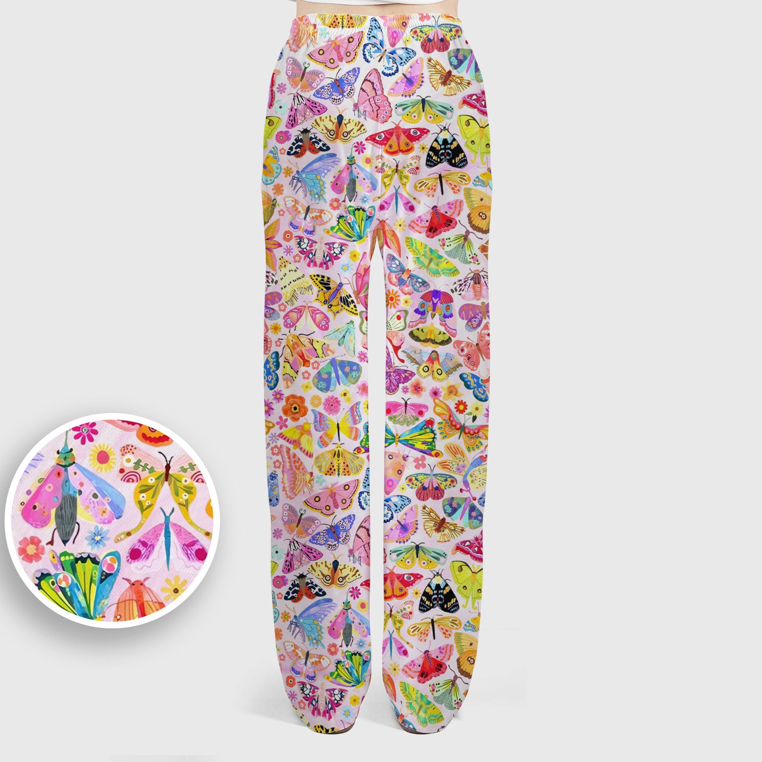 Cute Bright Butterfly Moth Floral Scrub Top, Breathable Fabrics Nursing Uniform