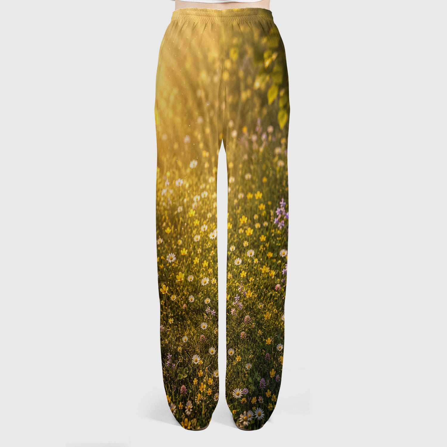 Upside Down Black Cat Meadow Pattern Scrub Set, Scrub Pants and V Neck Top
