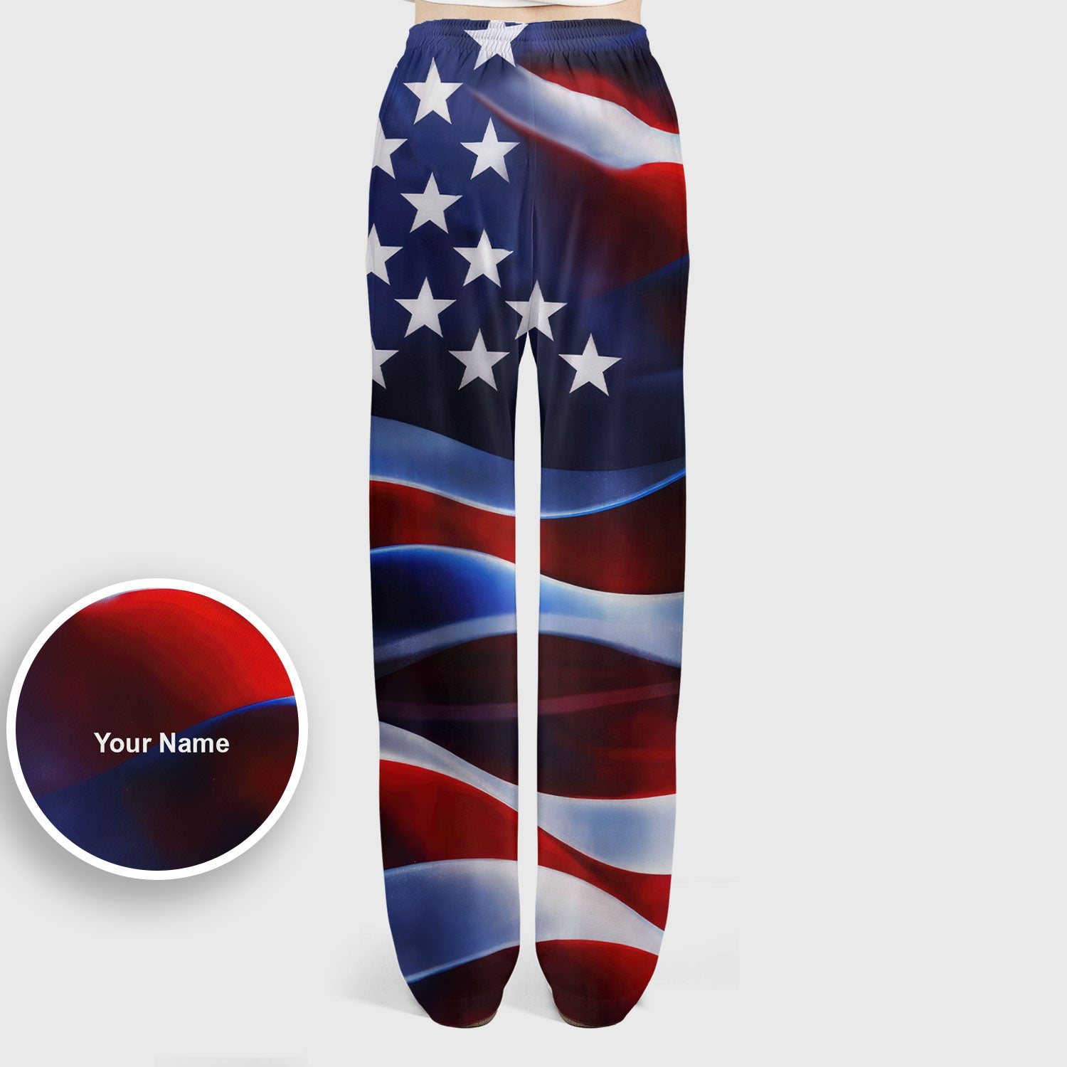 Personalized American Flag Stars Stripes Pattern Nurse Scrub Set, Scrub Pants and V Neck Top