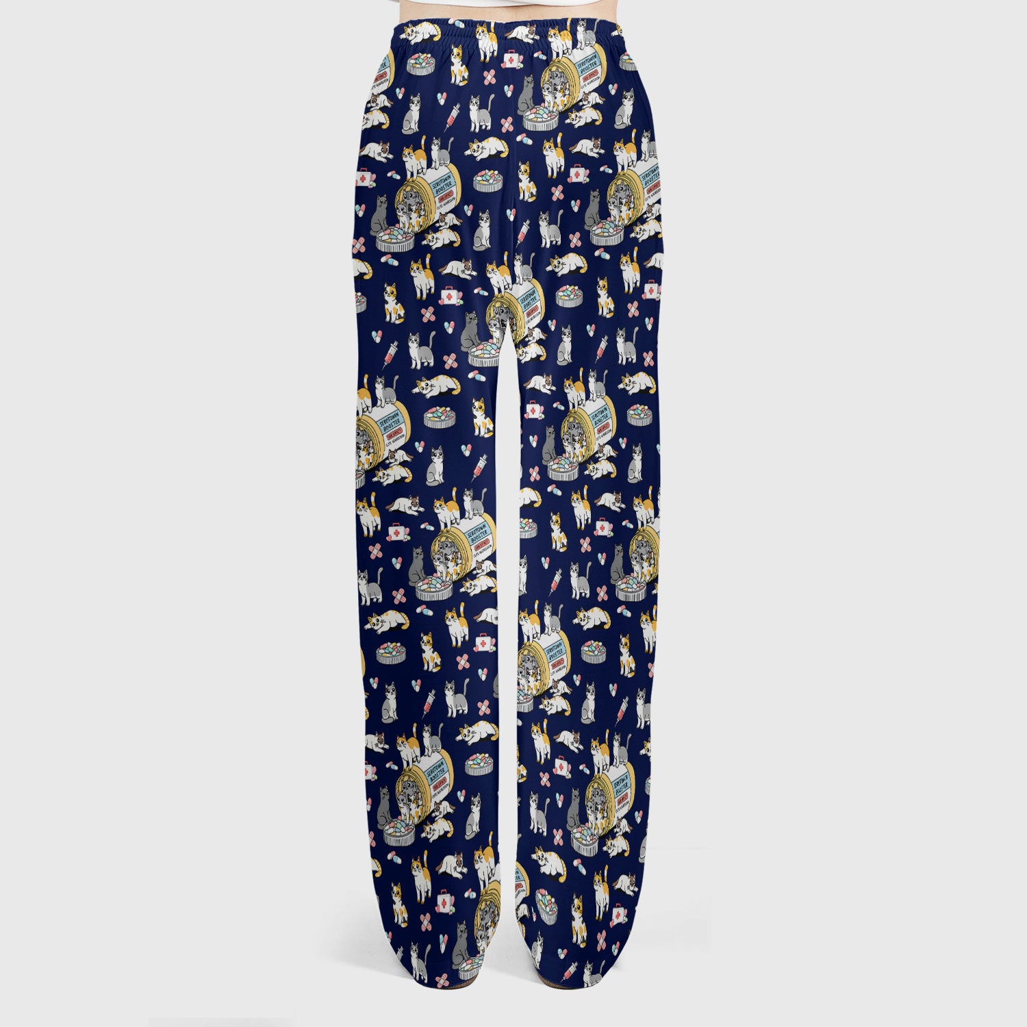 Cute Cat Serotonin Booster Pattern Women's Scrub Set, Breathable Med Uniform