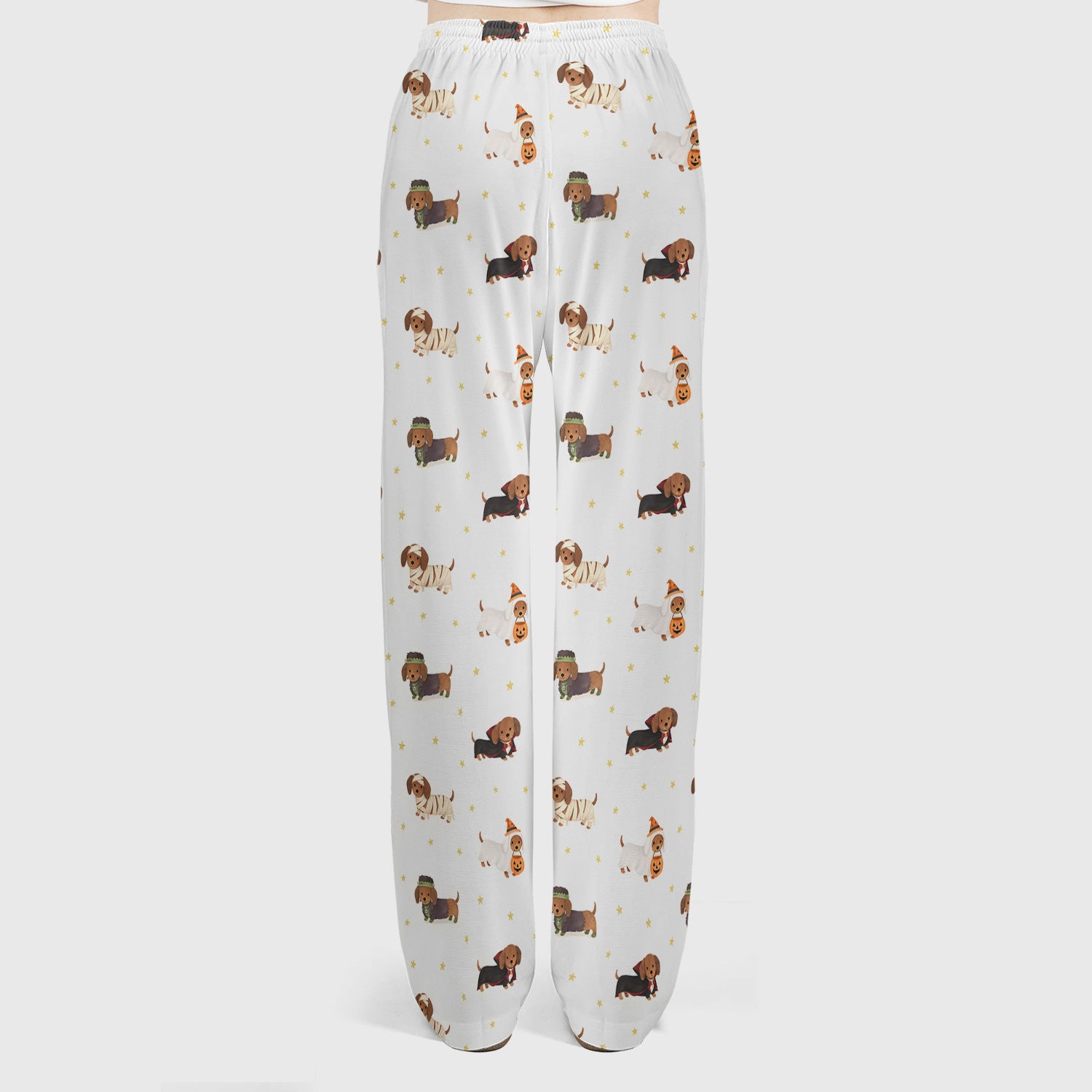 Halloween Dachshund Costumes Print Scrub Set, Scrub Pants and V Neck Top