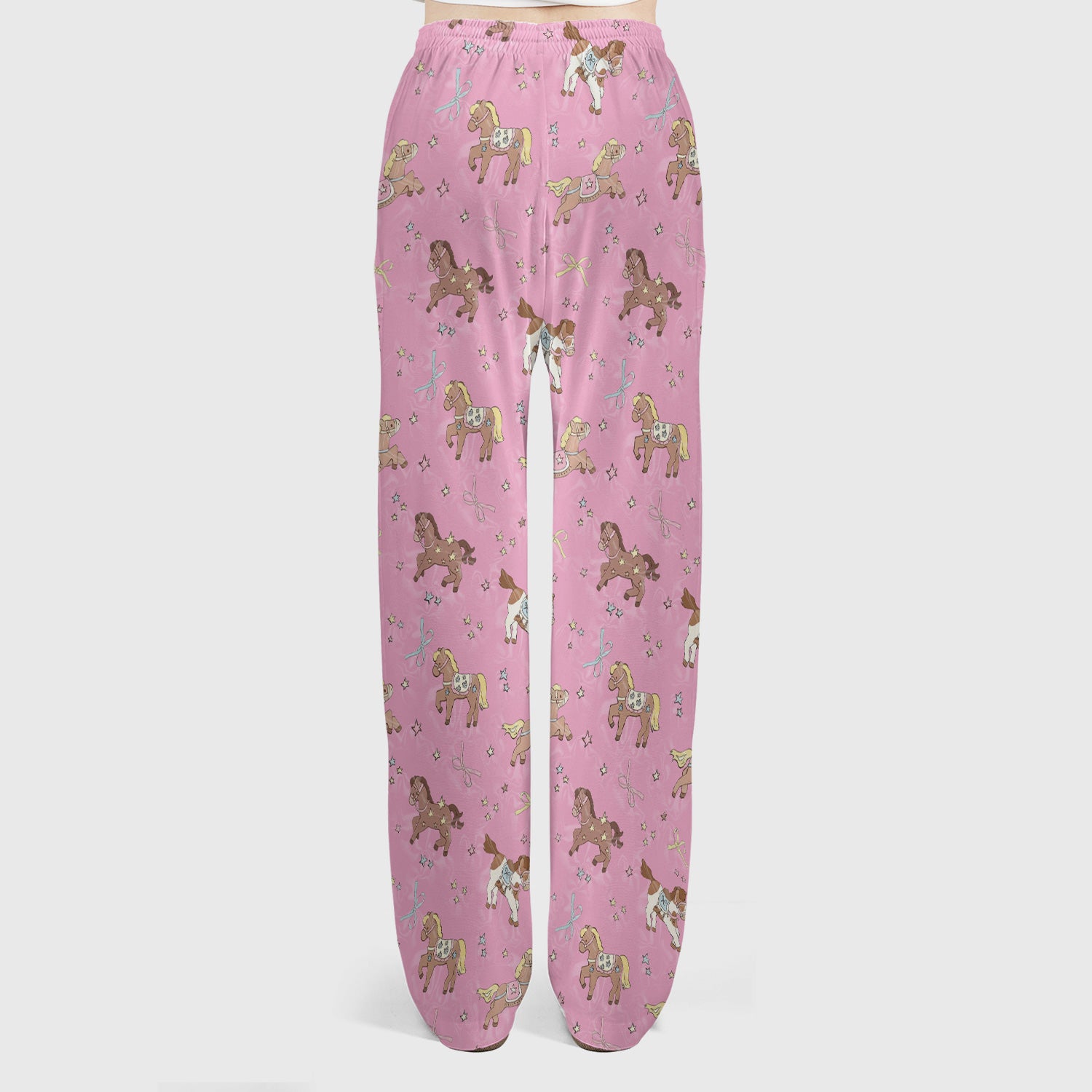 Cute Pony Star Pattern Scrub Set, Breathable Med Uniform