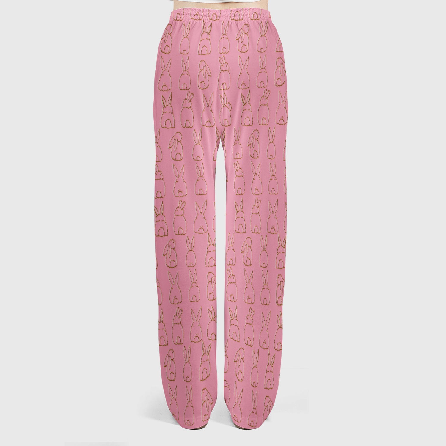 Cartoon Bunny Line Art Pattern Medical Scrub Set, Breathable Med Uniform