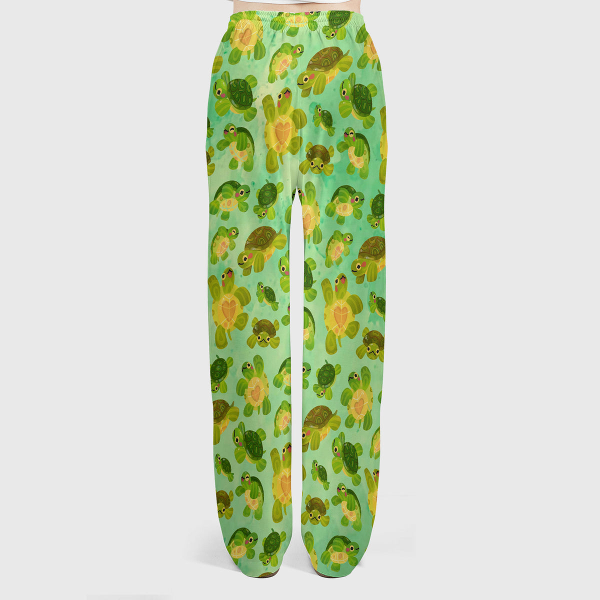 Cute Green Sea Turtle Pattern Scrubs Sets, Breathable Med Uniform