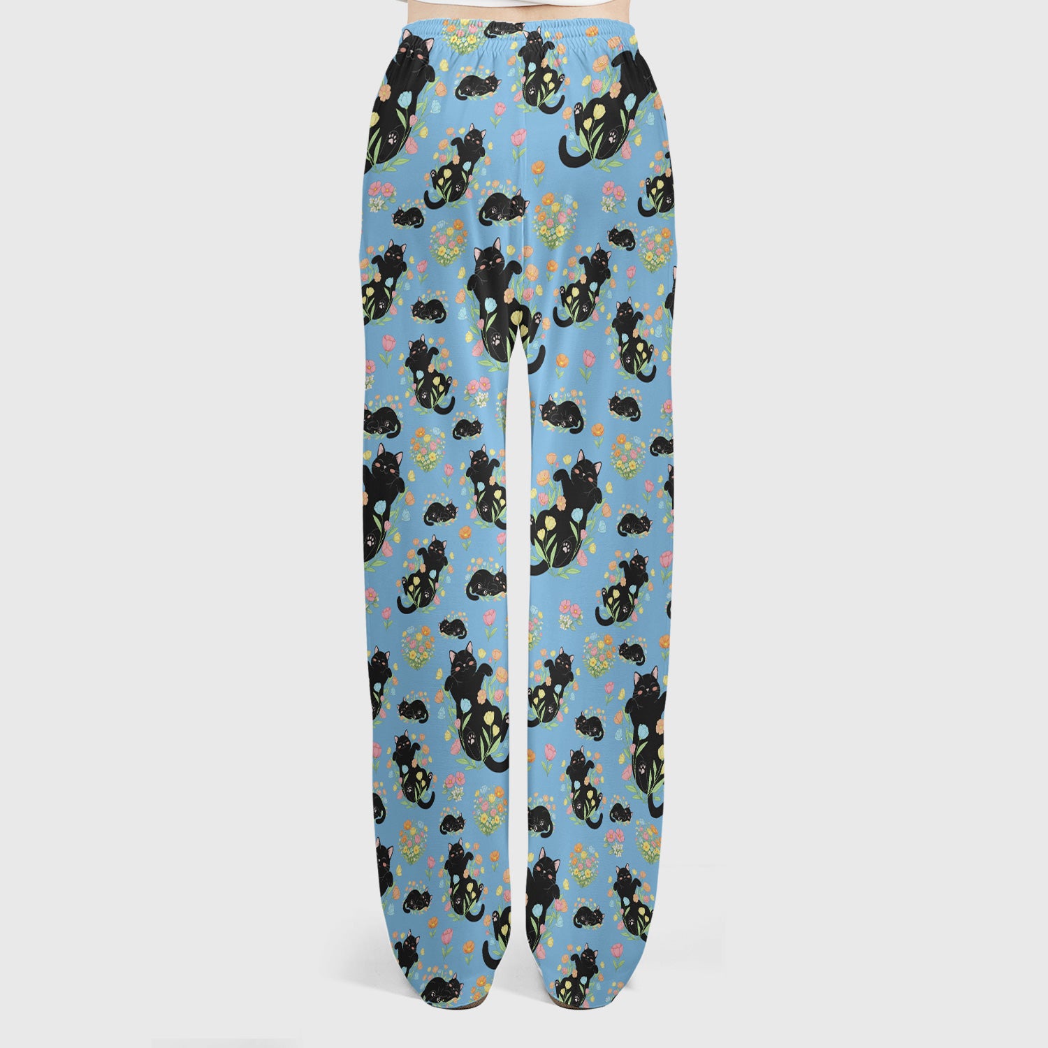 Cats With Cute Poses Floral Pattern Scrubs Sets, Scrub Pants and V Neck Top