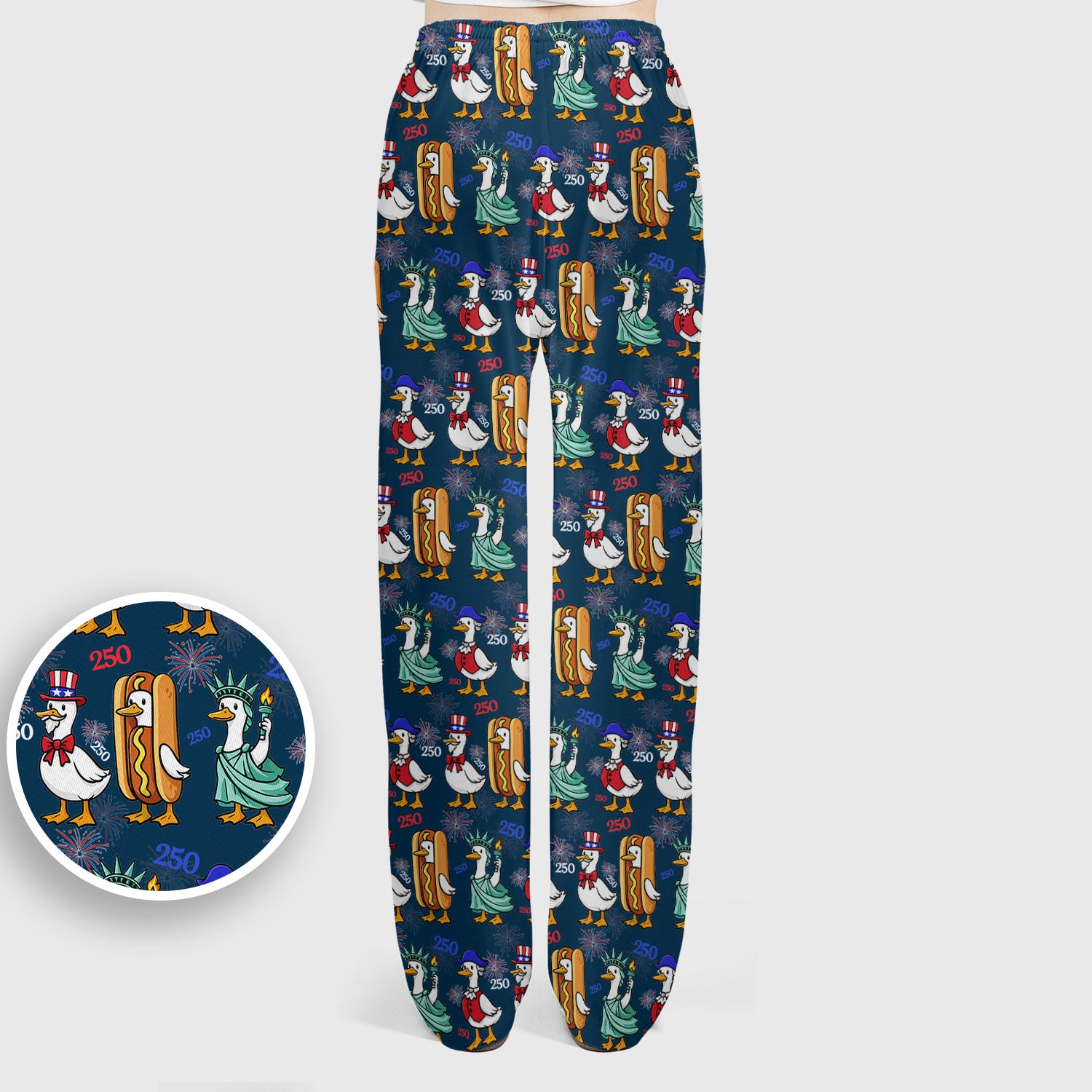 Patriotic Duck Independence Day Pattern Scrub Set, Scrub Pants and V Neck Top