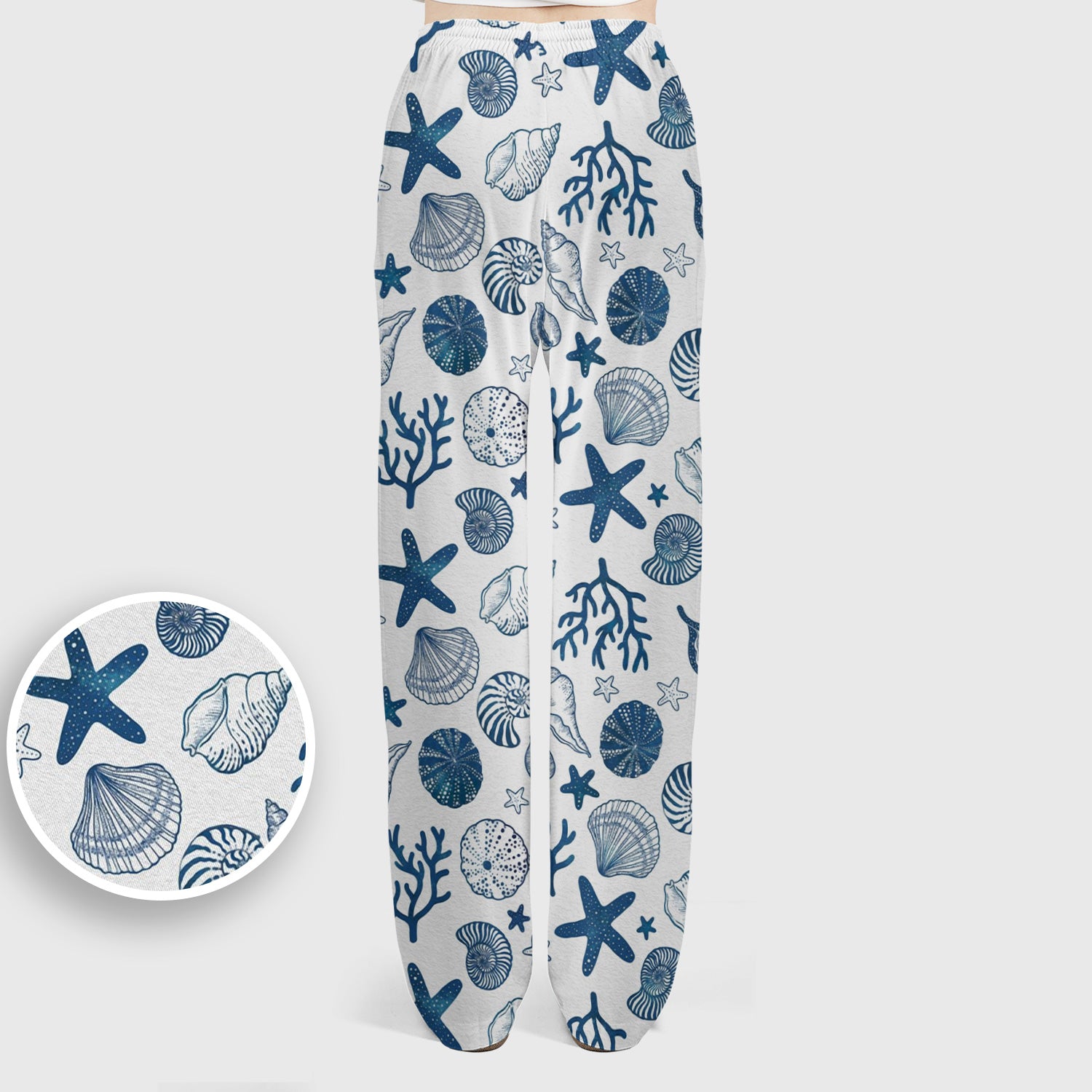 Cute Ocean Shell Starfish Pattern Scrub Set, Scrub Pants and V Neck Top