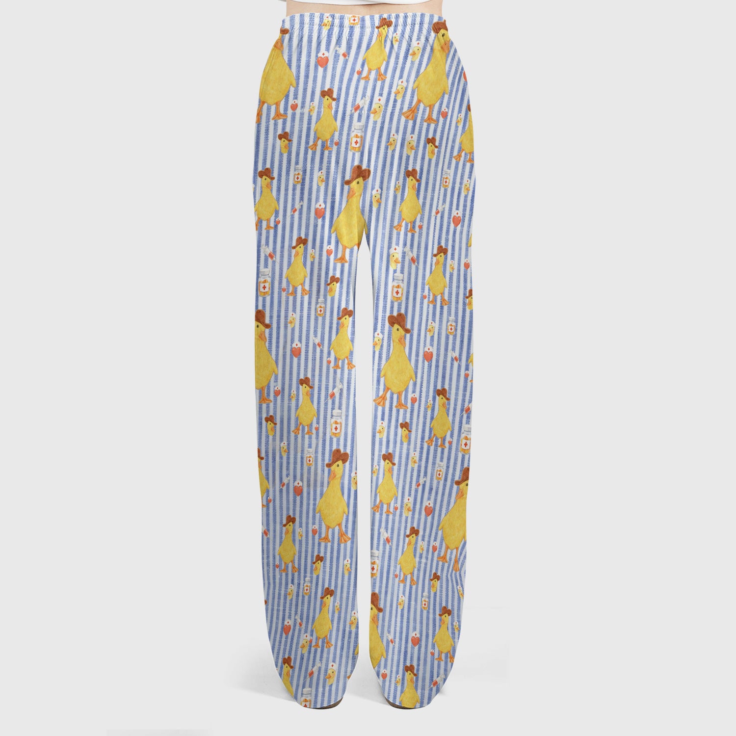 Cowboy Ducktor Vertical Stripe Pattern Scrub Set, Breathable Med Uniform