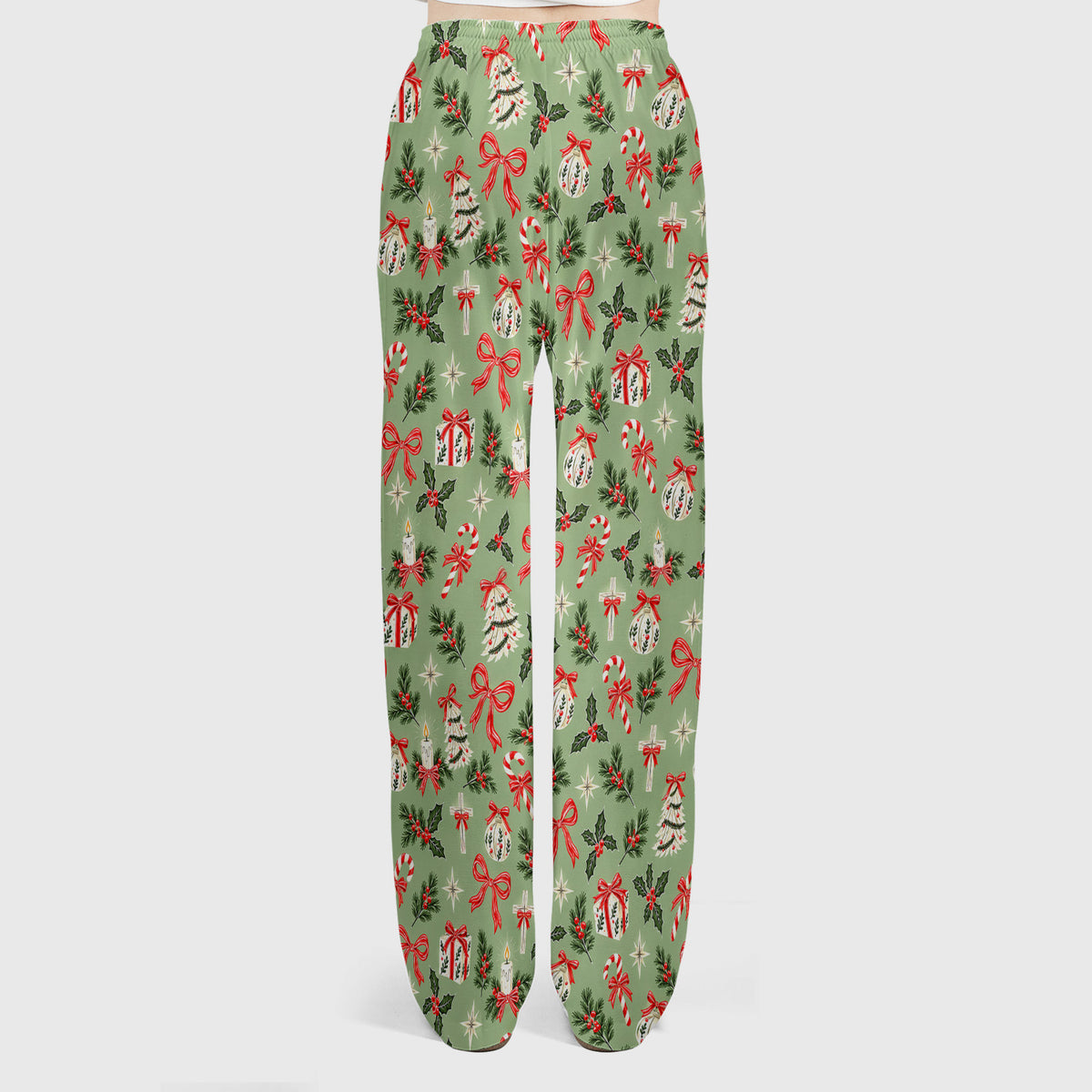 Christian Christmas Bows And Holly Scrub Set, Scrub Pants and V Neck Top