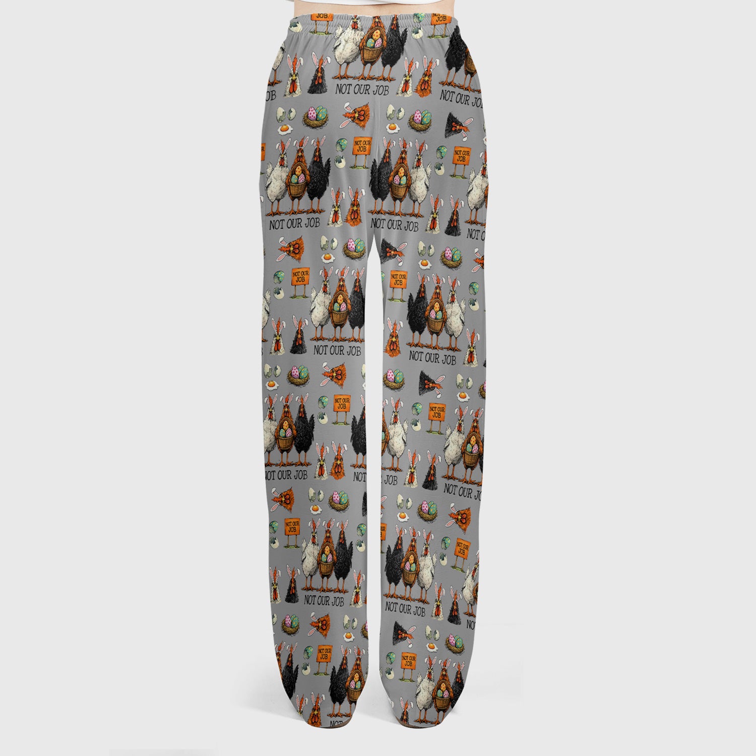 Funny Easter Chicken Humor Pattern Scrub Set, Scrub Pants and V Neck Top