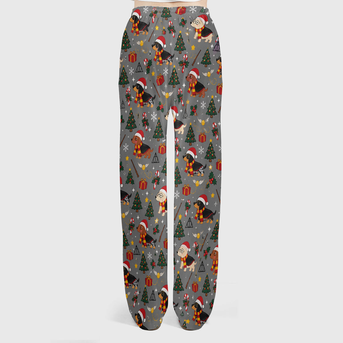 Christmas Wizard Dachshunds Pattern Scrub Set, Scrub Pants and V Neck Top