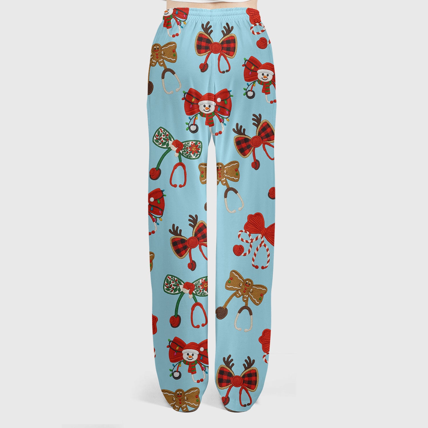 Christmas Stethoscope Bow Nurse Scrub Set, Xmas Pattern Scrub Shirt, Holiday Nursing Uniform