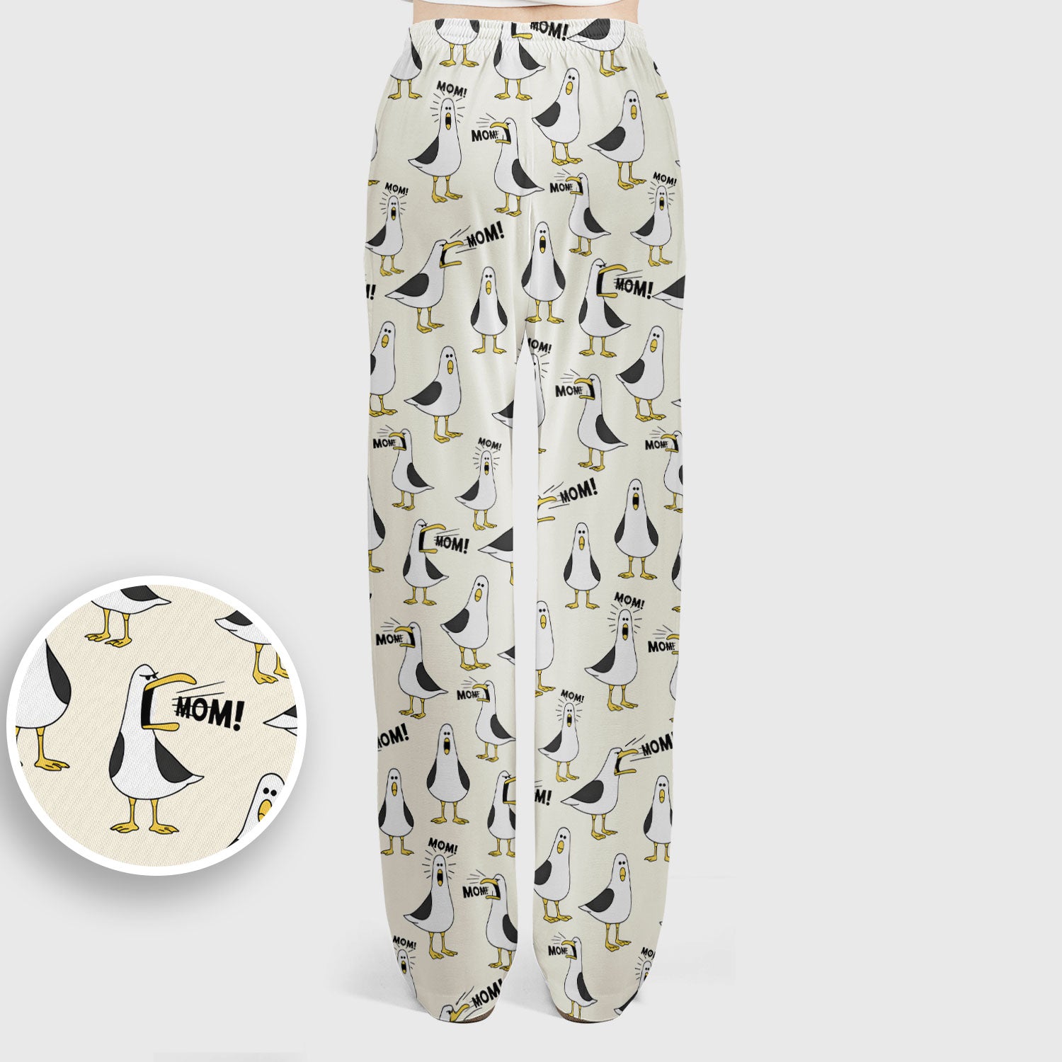 Funny Seagull Mom Seamless Pattern Scrub Set, Scrub Pants and V Neck Top