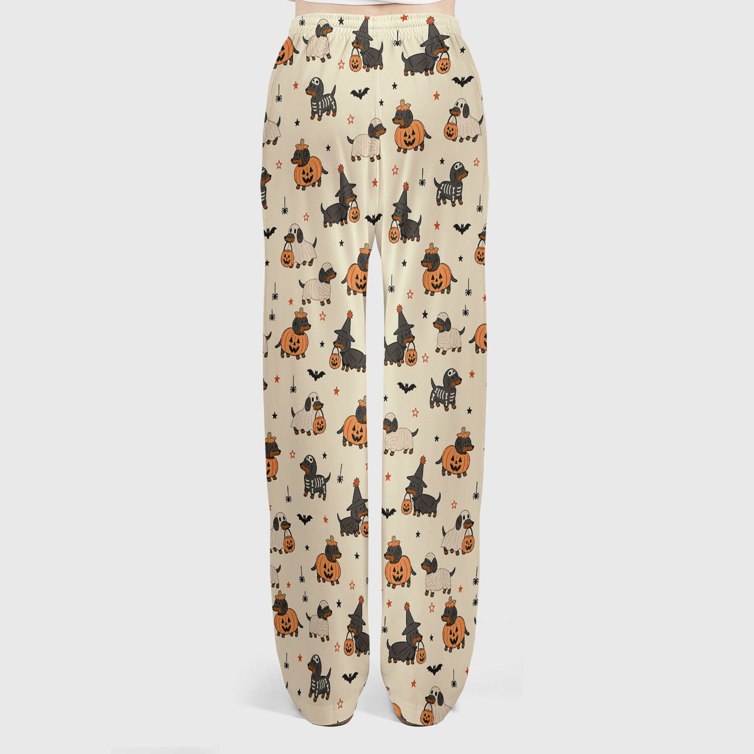 Halloween Dachshund Pattern Scrub Set, Scrub Pants and V Neck Top