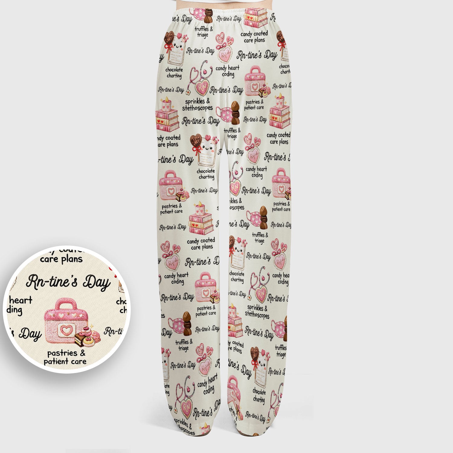 RN Sweets Valentine Stethoscope Scrub Set, Scrub Pants and V Neck Top