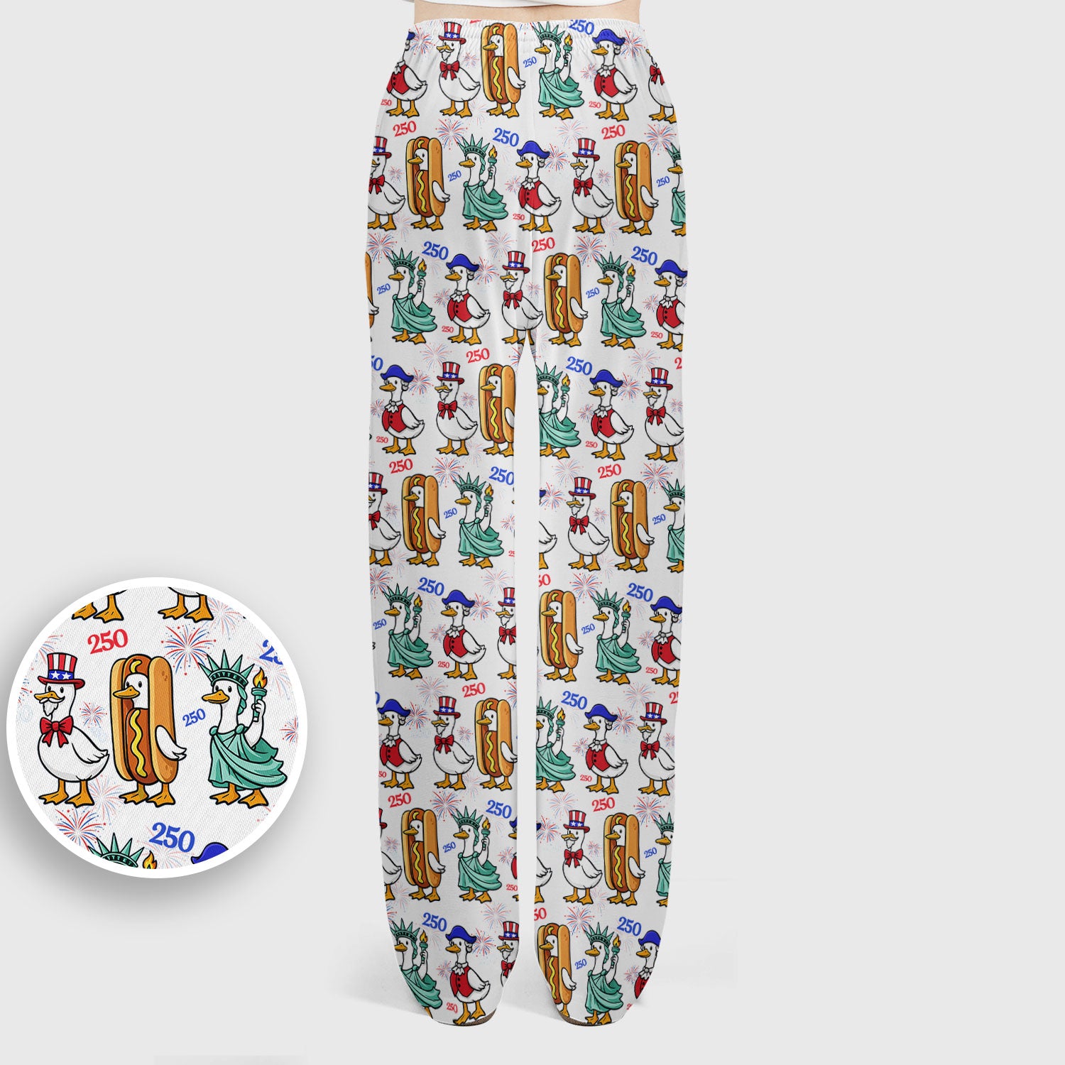 Patriotic Duck Independence Day Pattern Scrub Set, Scrub Pants and V Neck Top