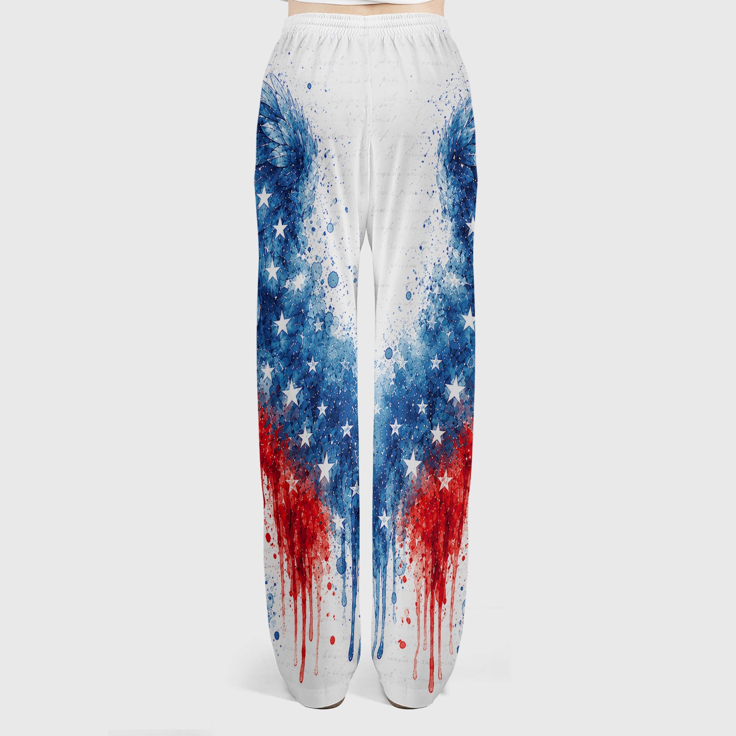 Patriotic Nurse Angel Wings Print Scrub Set, Scrub Pants and V Neck Top