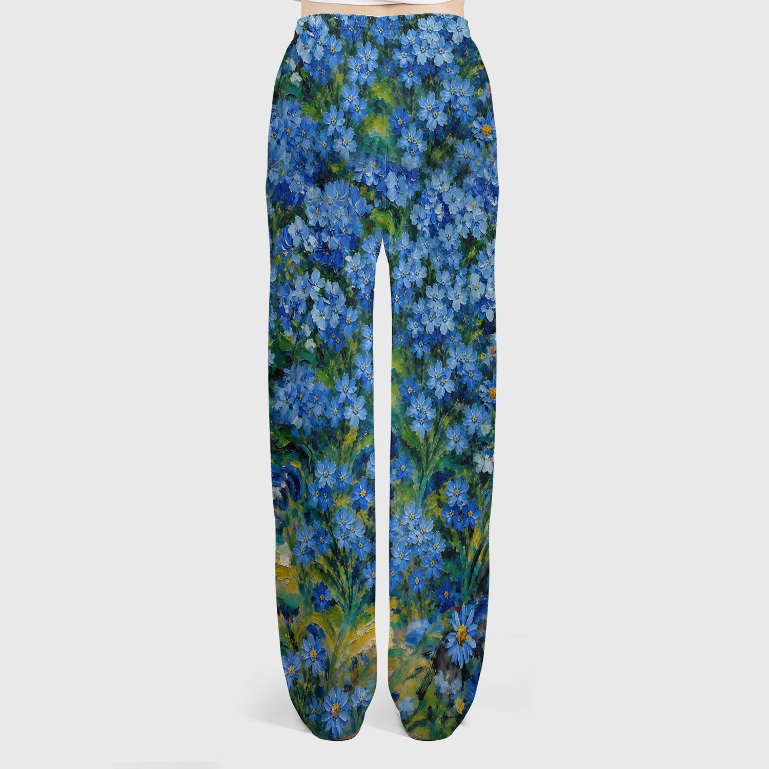 Cute Blue Floral Cat Nurse for Pediatric Nurses, RN, CNA, Pet Lover Medical Scrub Set, Scrub Pants and V Neck Top