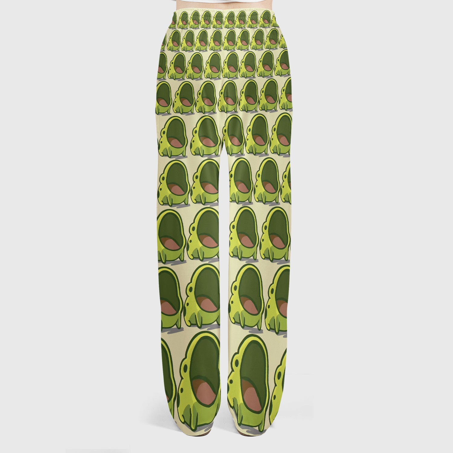 Cute Green Frog Cartoon Print Scrub Set, Scrub Pants and V Neck Top