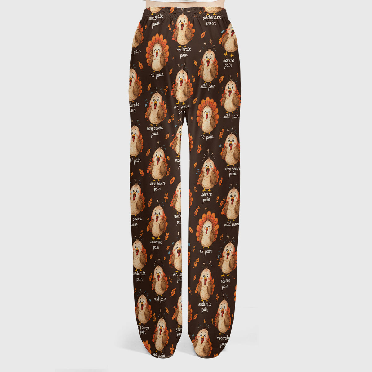 Funny Thanksgiving Turkey Pain Scale Pattern Scrub Set, Scrub Pants and V Neck Top