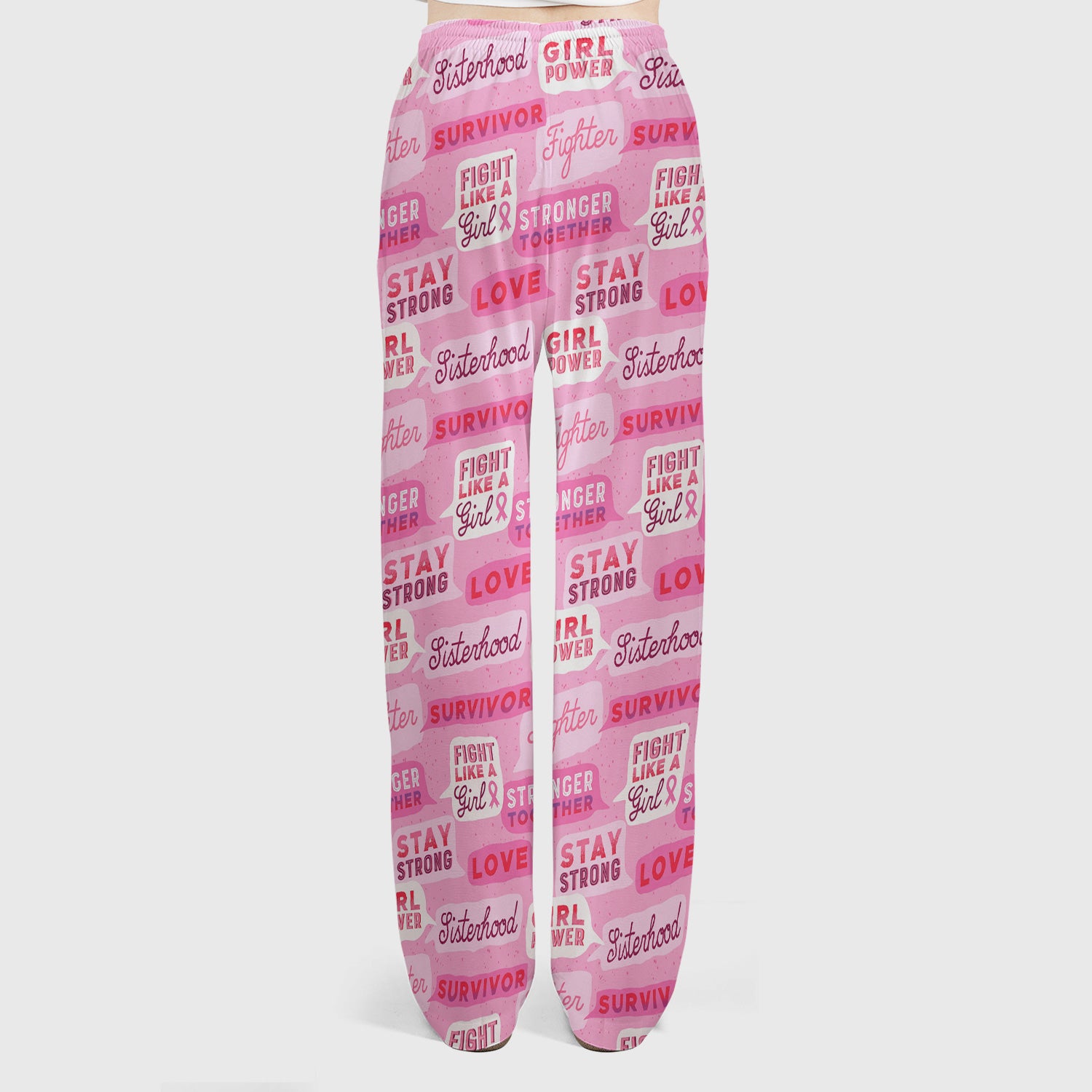 Pink Ribbon Quotes Scrub Set, Scrub Pants and V Neck Top