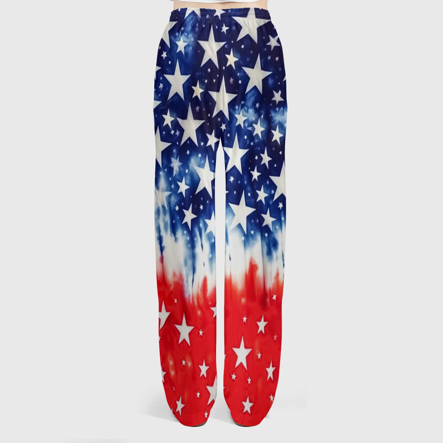 Patriotic Stars Tie Dye Pattern Scrub Set, Scrub Pants and V Neck Top